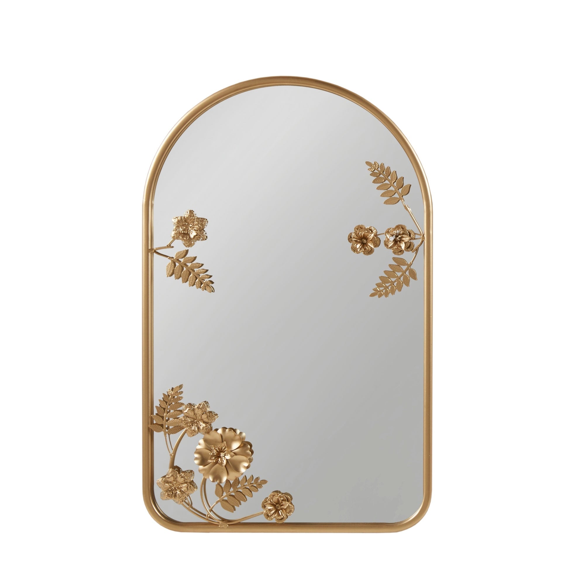 Madison Park Adaline Gold Arched Metal Floral Wall Mirror