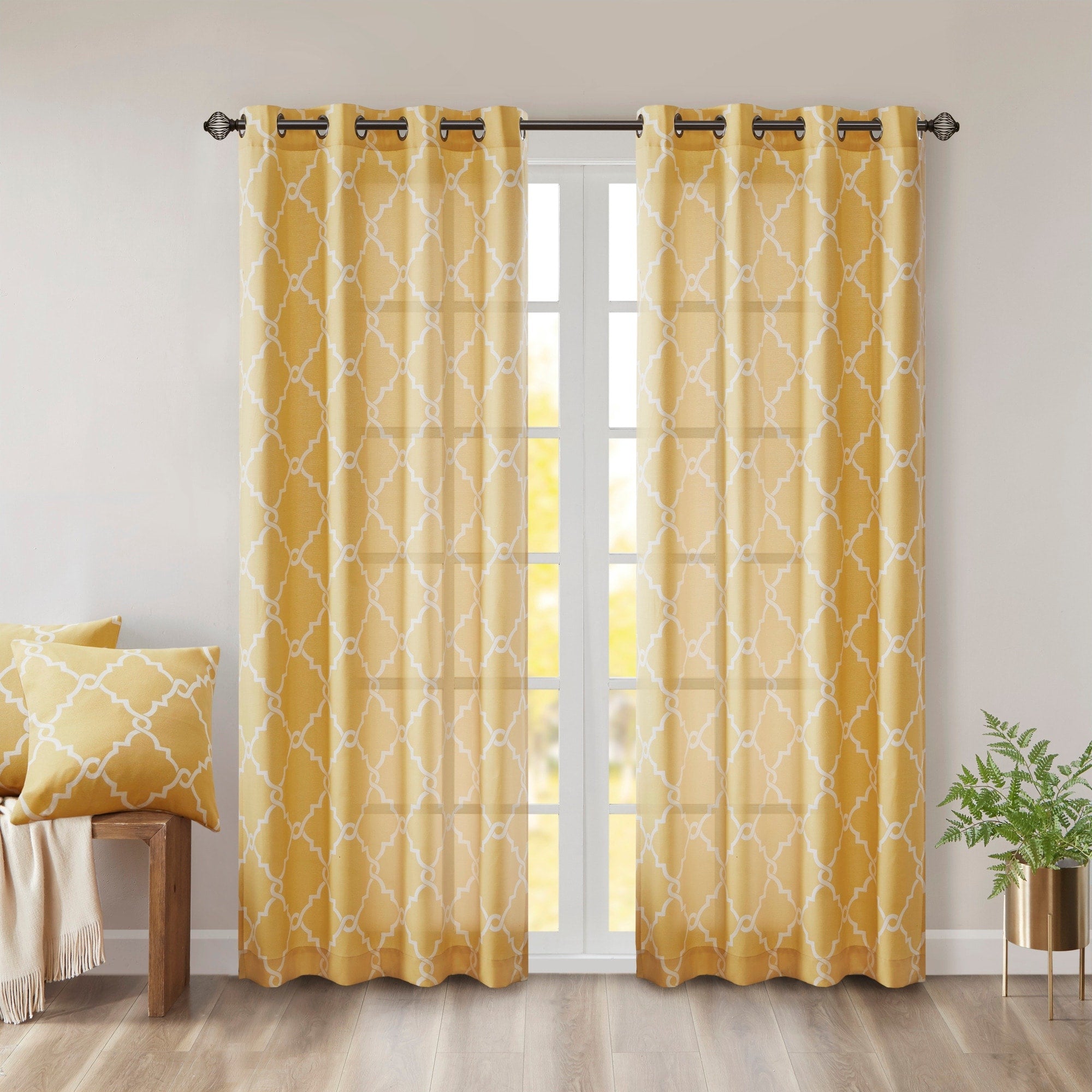 Madison Park Westmont Fretwork Print Grommet Top Window Single Curtain Panel