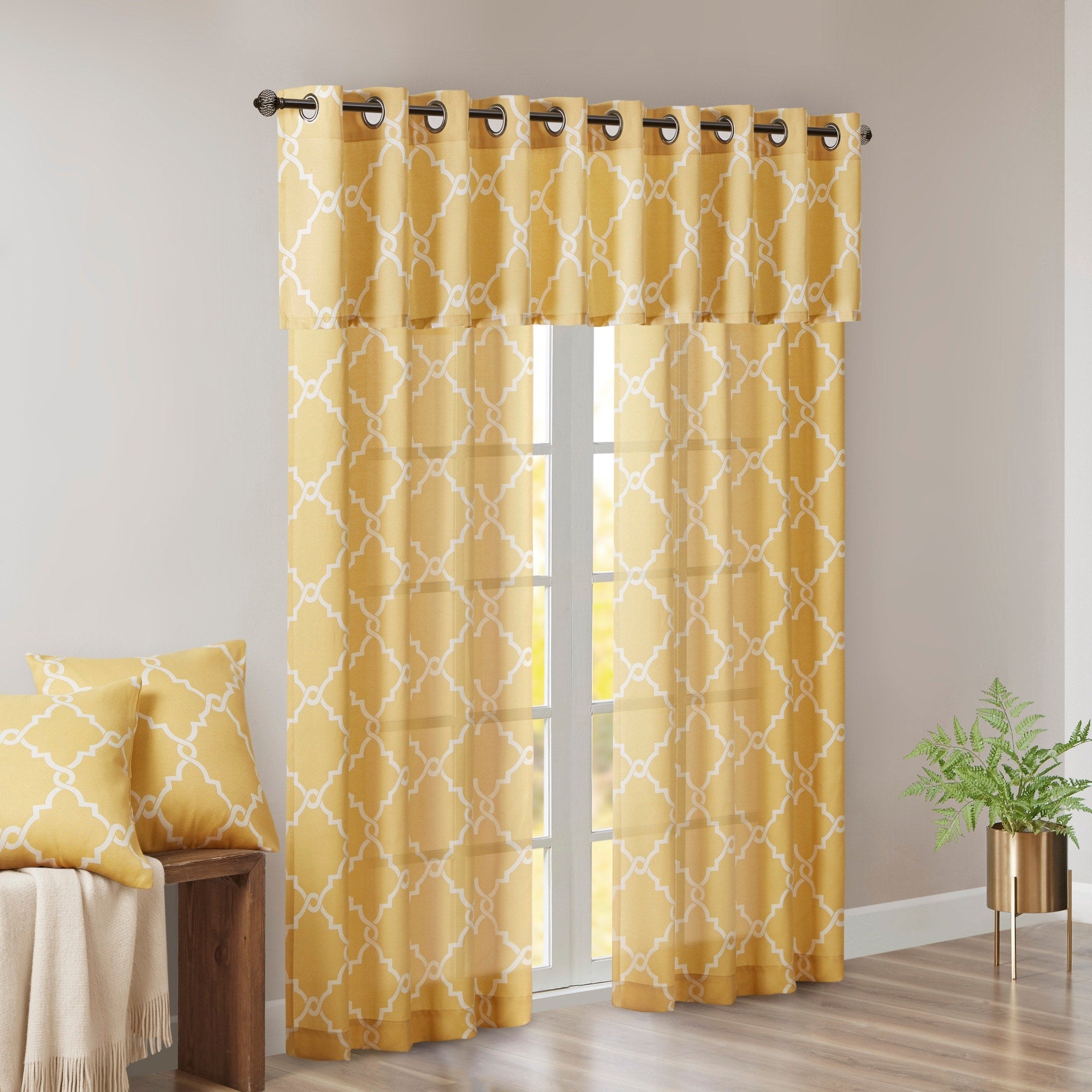 Madison Park Westmont Fretwork Print Grommet Top Window Single Curtain Panel