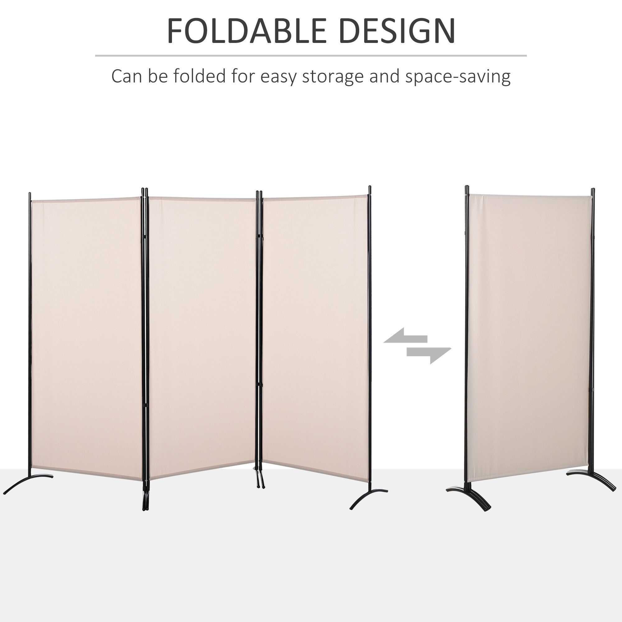 HOMCOM 3-Panel Folding Screen Room Divider Privacy Separator Partition for Indoor Bedroom Office, Outdoor Patio 100 x 72 Beige