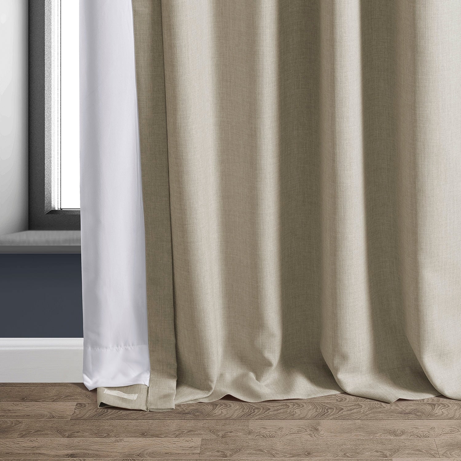 Exclusive Fabrics Italian Faux Linen Room Darkening Curtains for Bedroom & Living Room Curtains - Single Panel Window Curtains