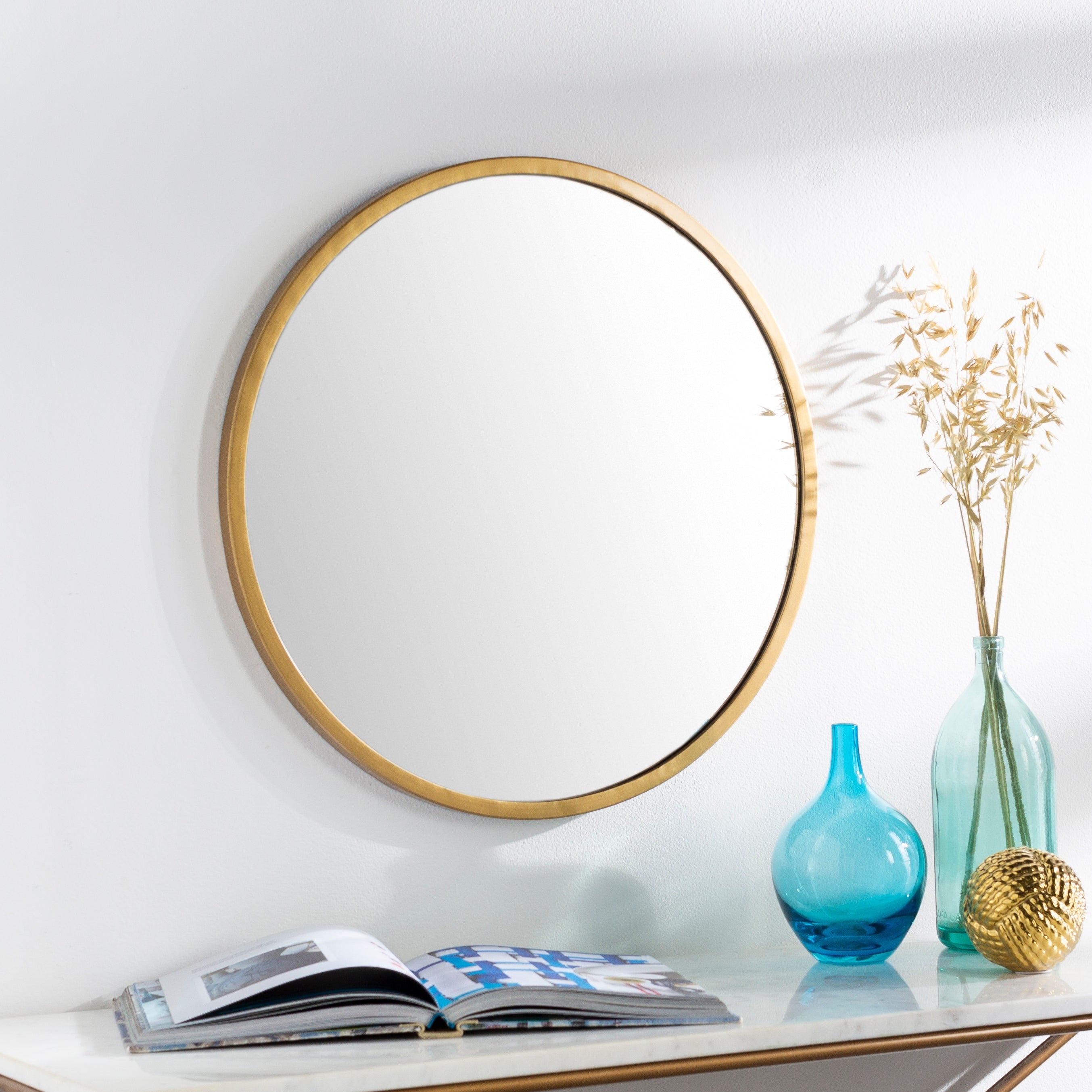 Artistic Weavers Clarissa Classic Modern Gold Distressed Round Mirror