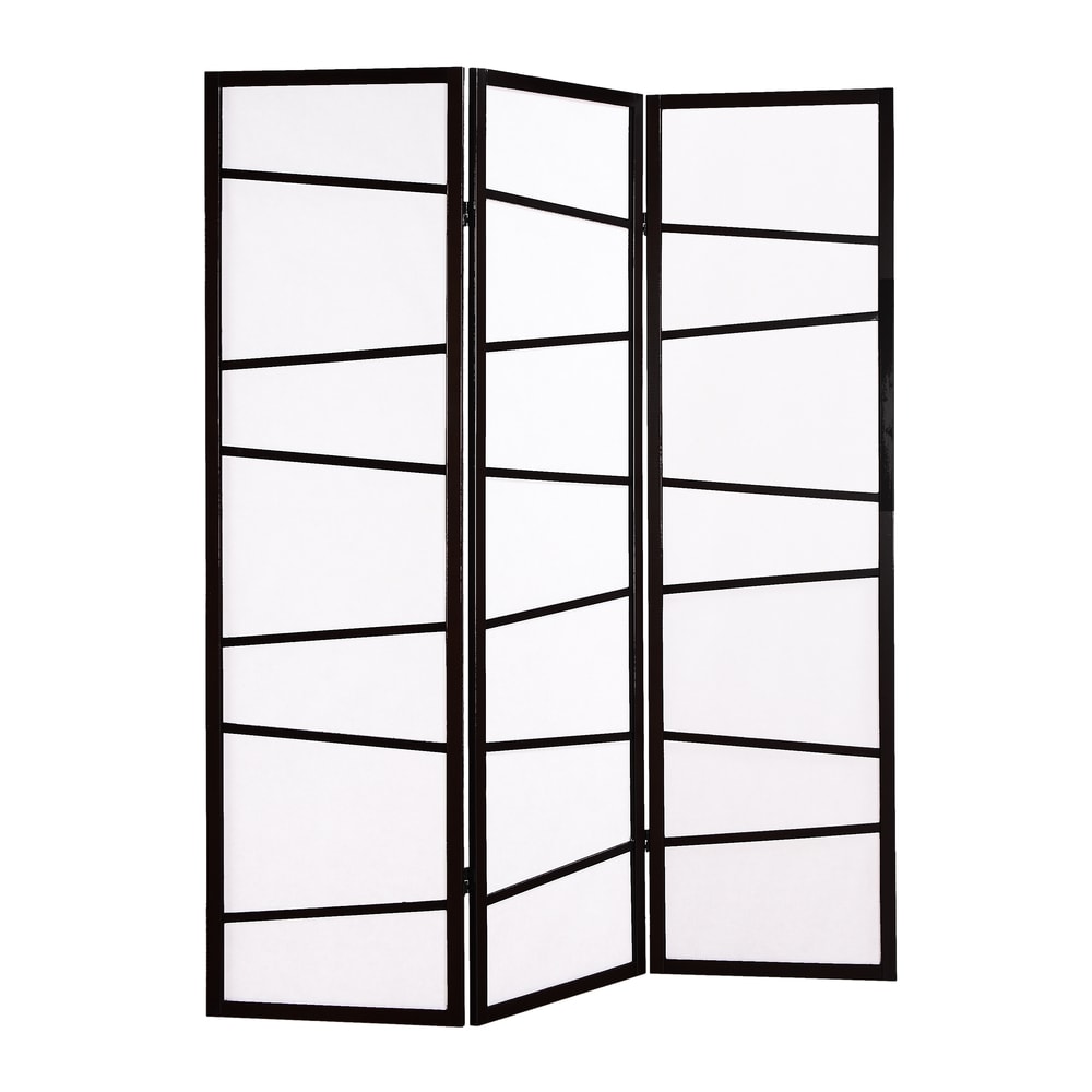 Roundhill Furniture Black 3-Panel Screen Room Divider