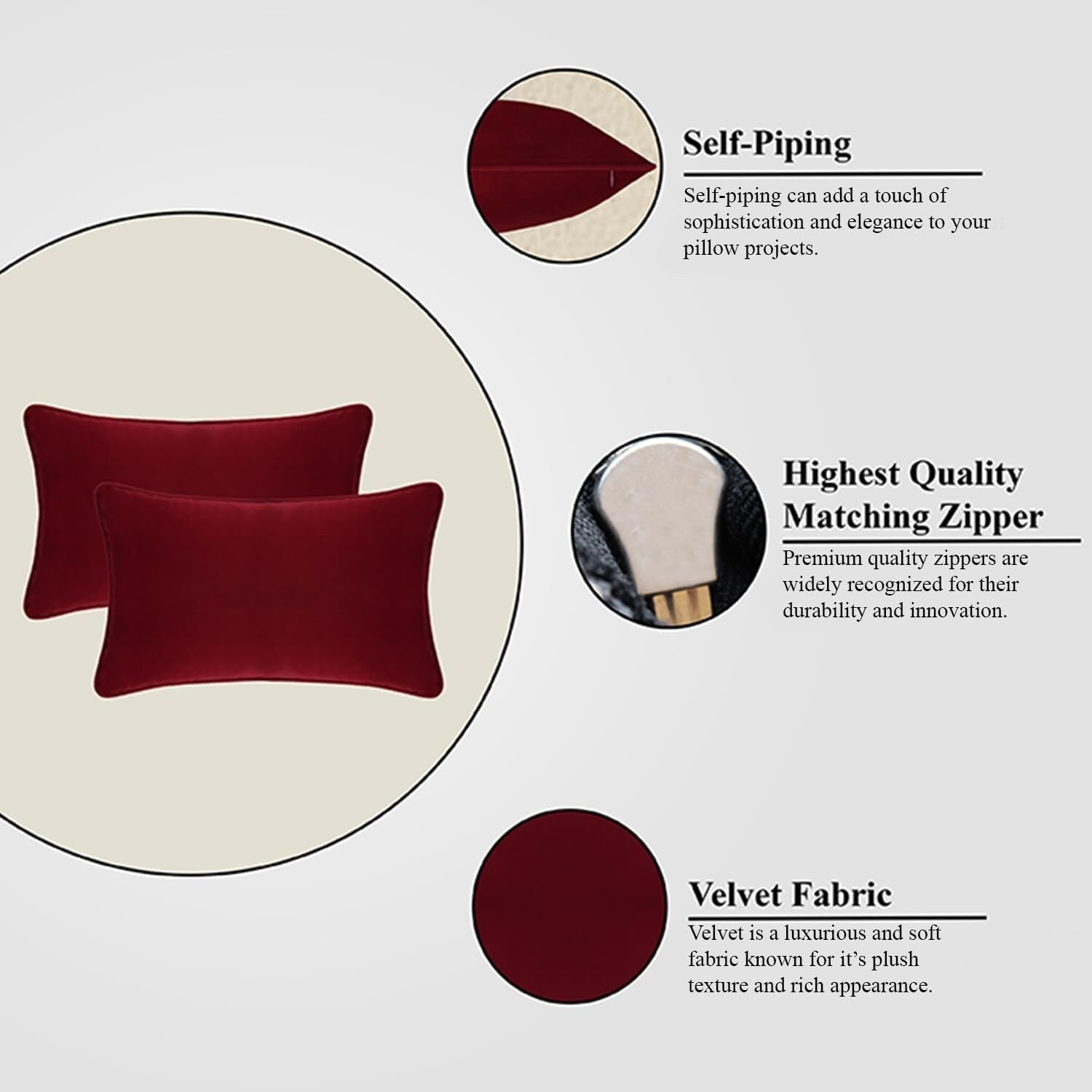 A1HC Set of 2 Luxurious Fine Soft Velvet Throw Pillow Covers Only, For Sofas, Beds, Vibrant Colors and Hidden Zipper