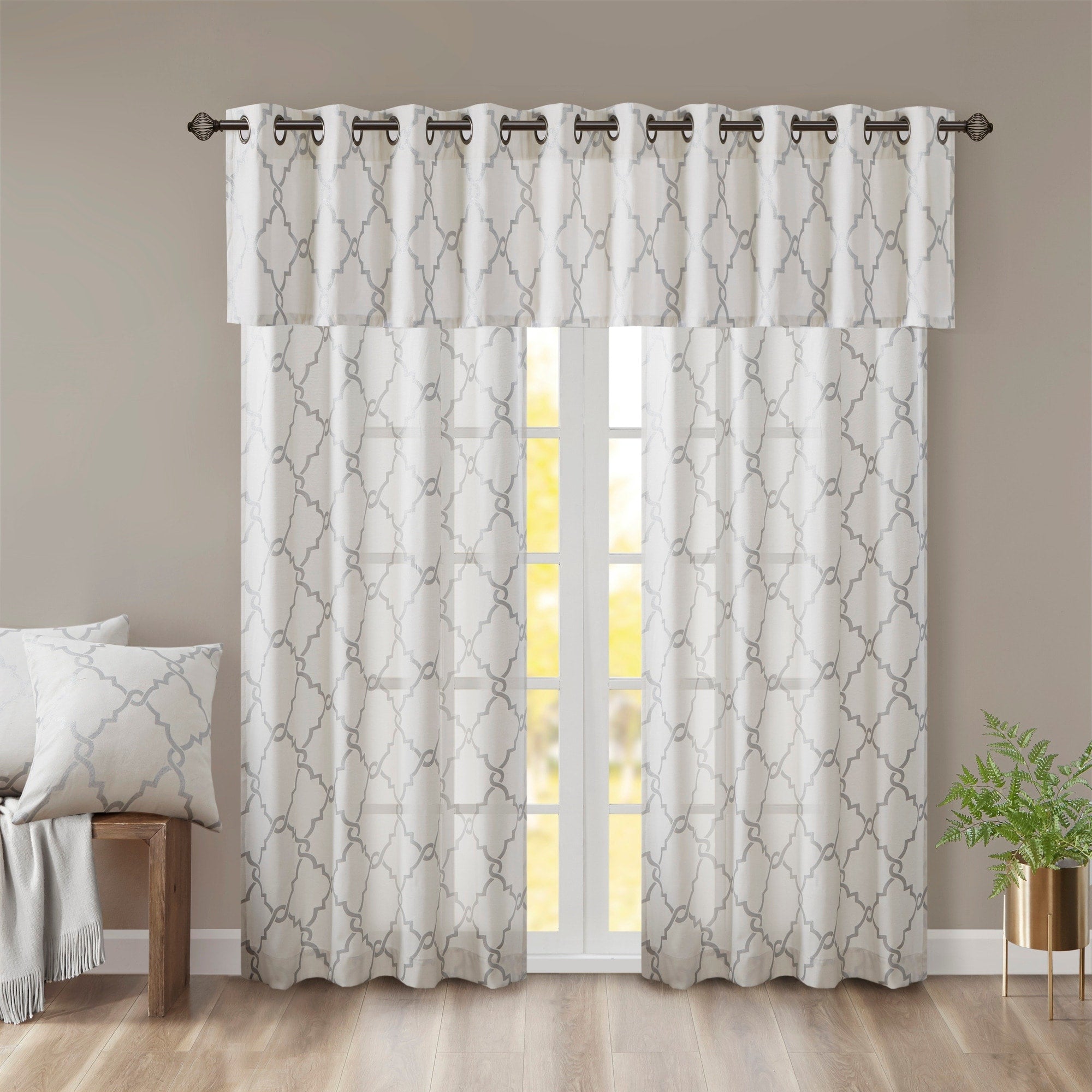 Madison Park Westmont Fretwork Print Grommet Top Window Single Curtain Panel