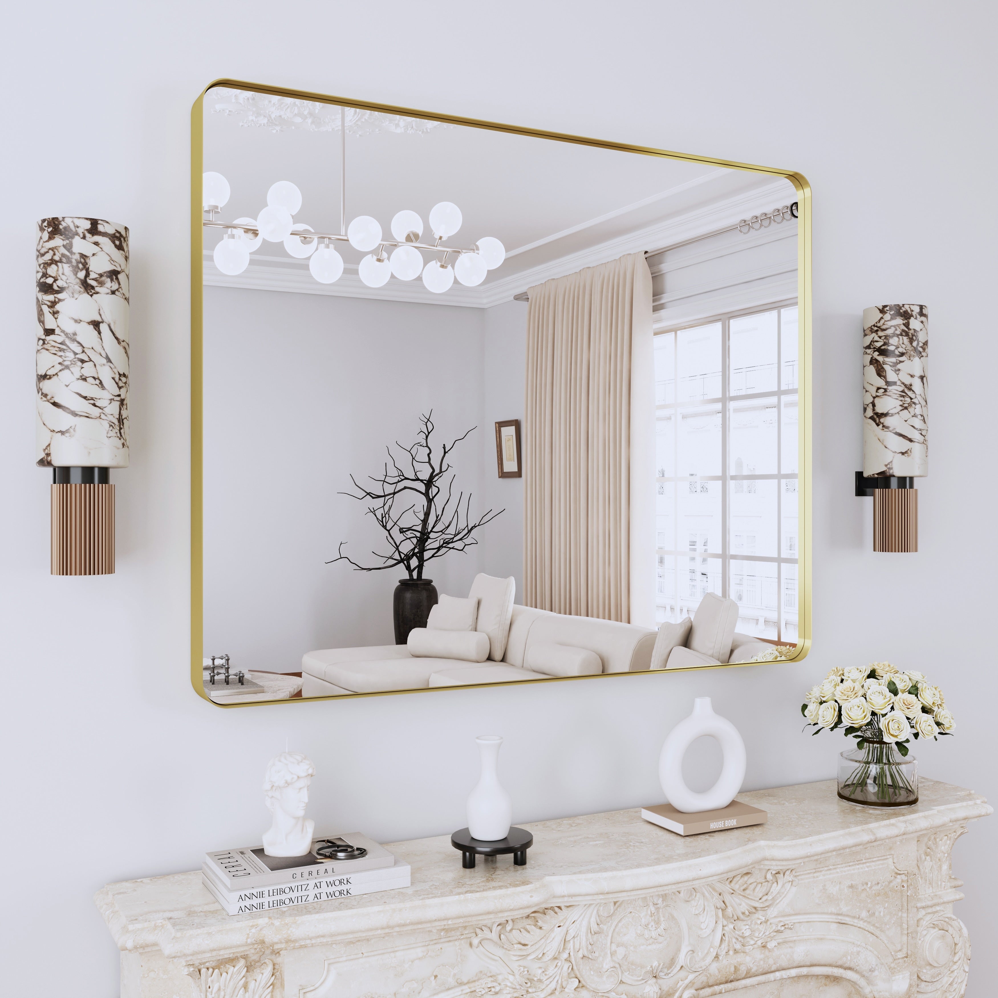 Framed Wall Mounted Bathroom Vanity Mirror