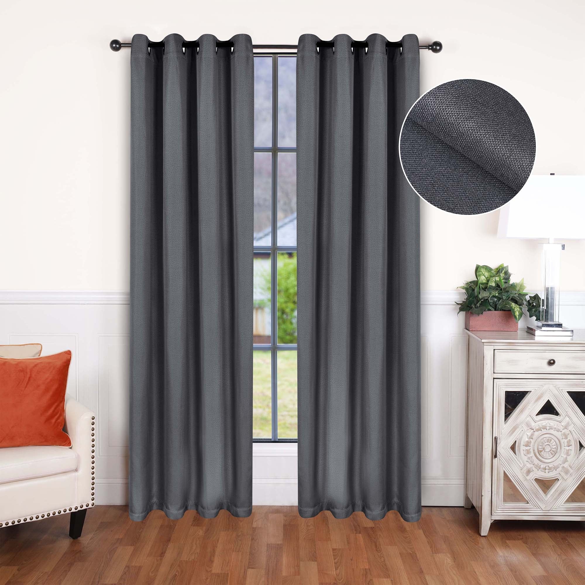 Superior Classic Linen Pattern Room Darkening Blackout Curtains, Rod Pocket or Grommets, Set of 2