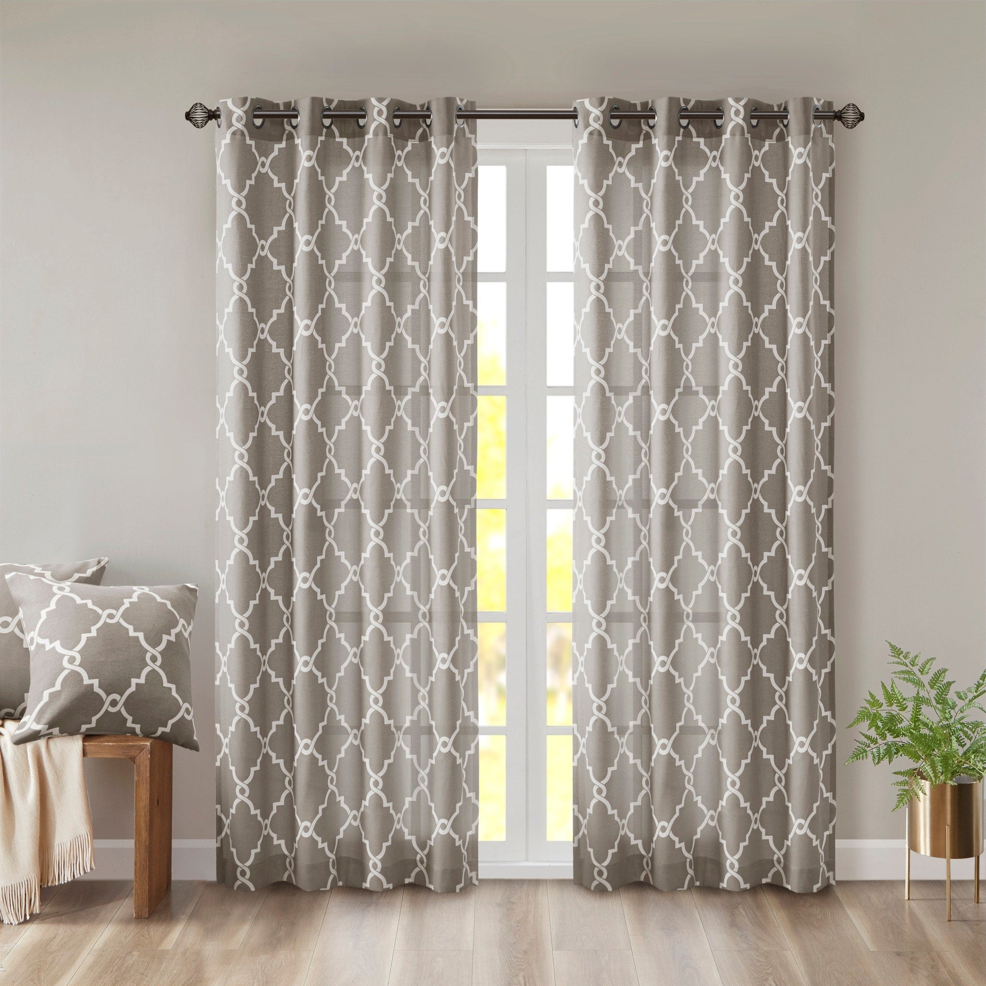 Madison Park Westmont Fretwork Print Grommet Top Window Single Curtain Panel