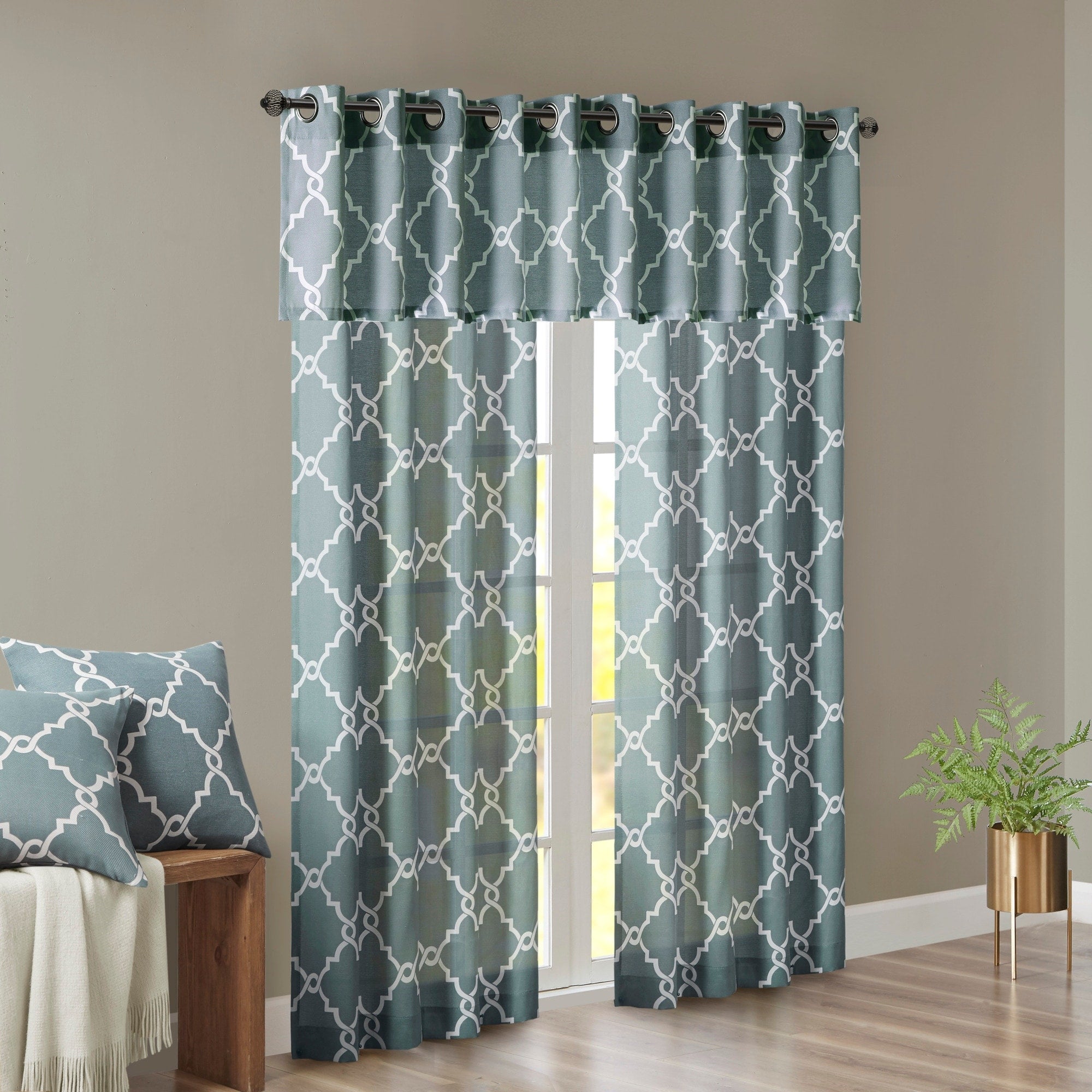 Madison Park Westmont Fretwork Print Grommet Top Window Single Curtain Panel