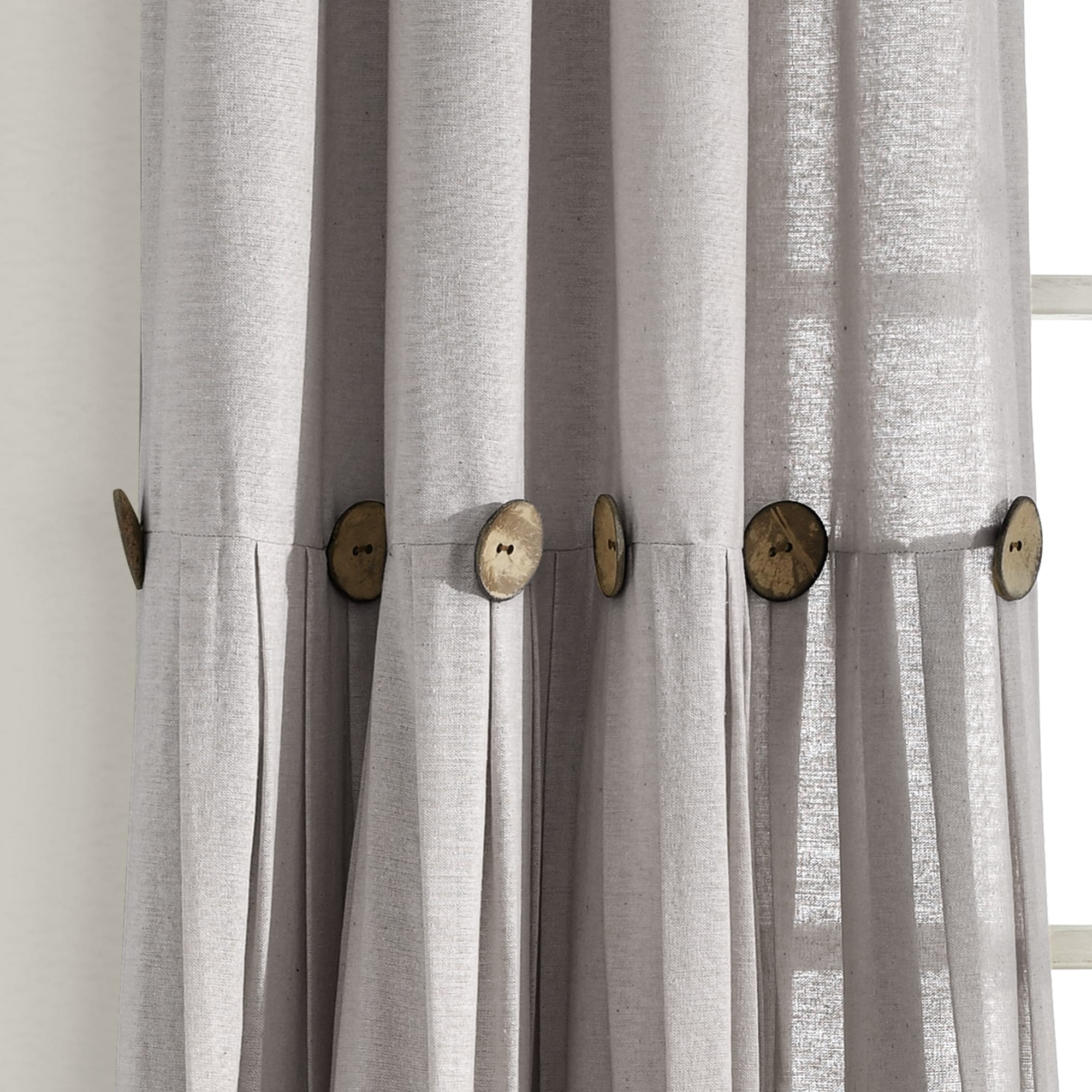 Lush Decor Linen Button Single Panel Window Curtain