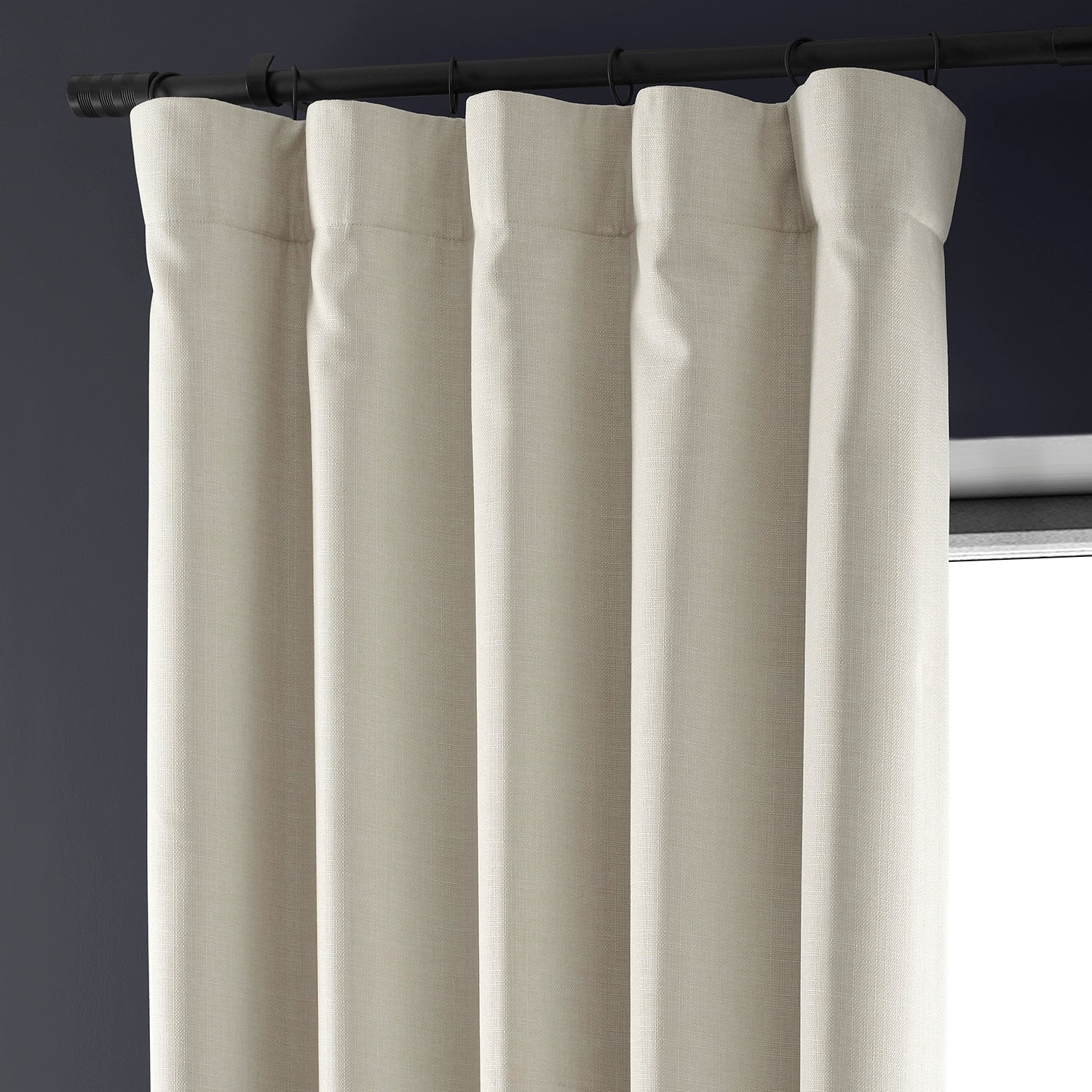 Exclusive Fabrics Faux Linen 100% Blackout Curtains Heat and Light Blocking - (1 Panel)