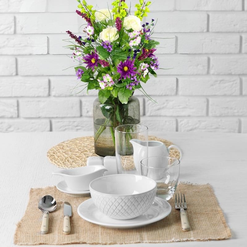 Artificial Silk Dahlia, Morning Glory, and Ranunculus 30-stem Bush