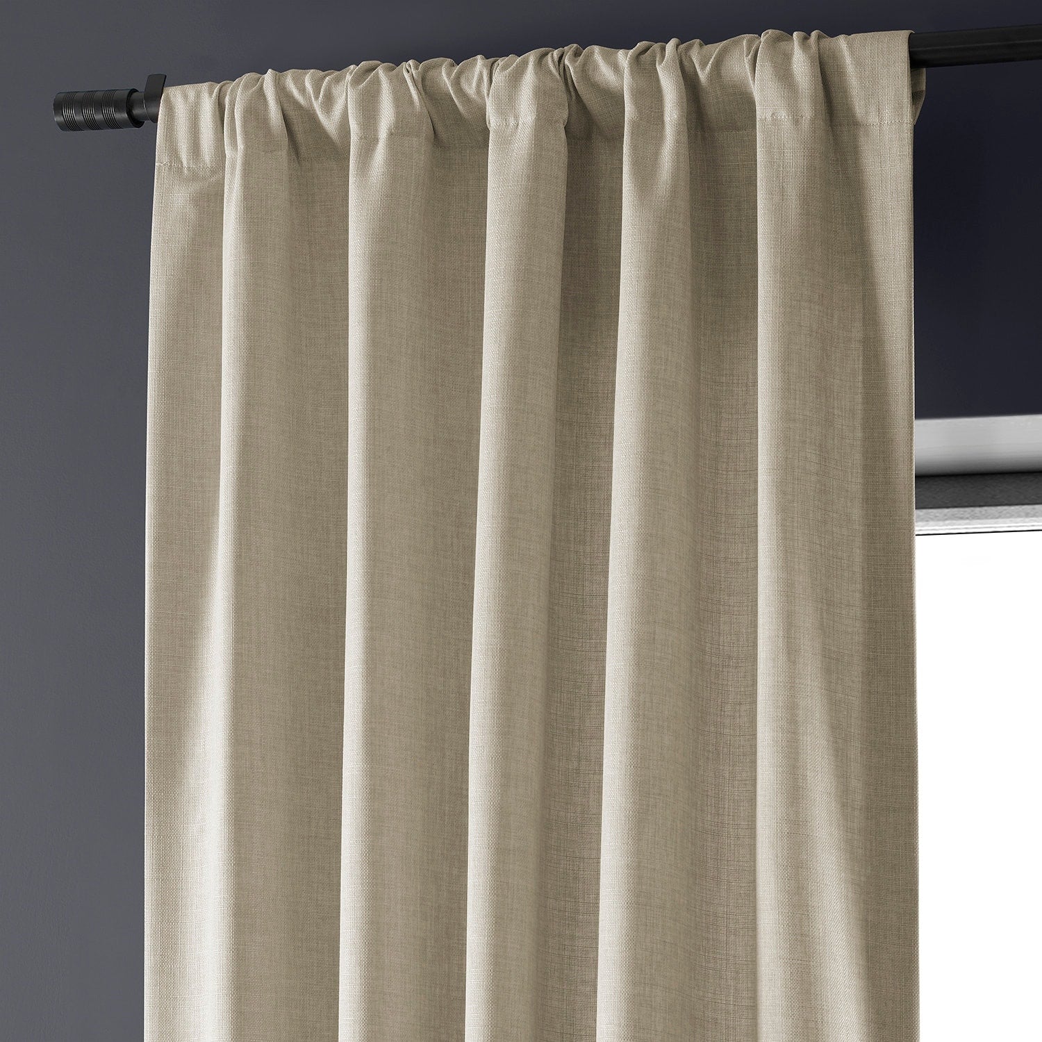 Exclusive Fabrics Italian Faux Linen Room Darkening Curtains for Bedroom & Living Room Curtains - Single Panel Window Curtains