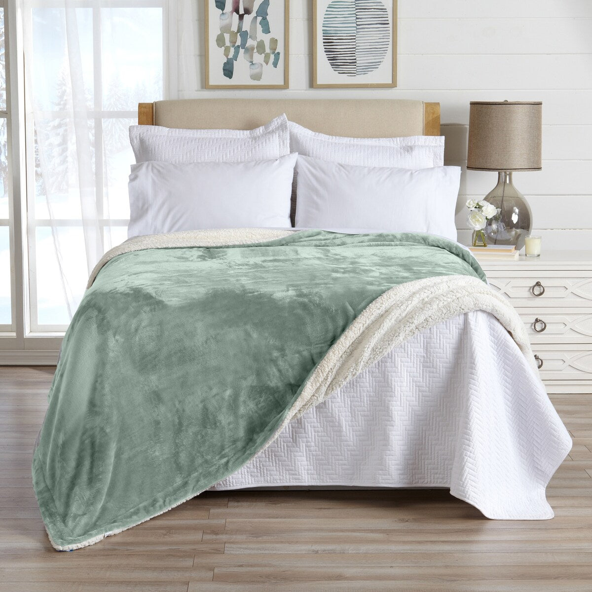 Luxurious Velvet Plush Fleece Reversible Sherpa Bed Blanket