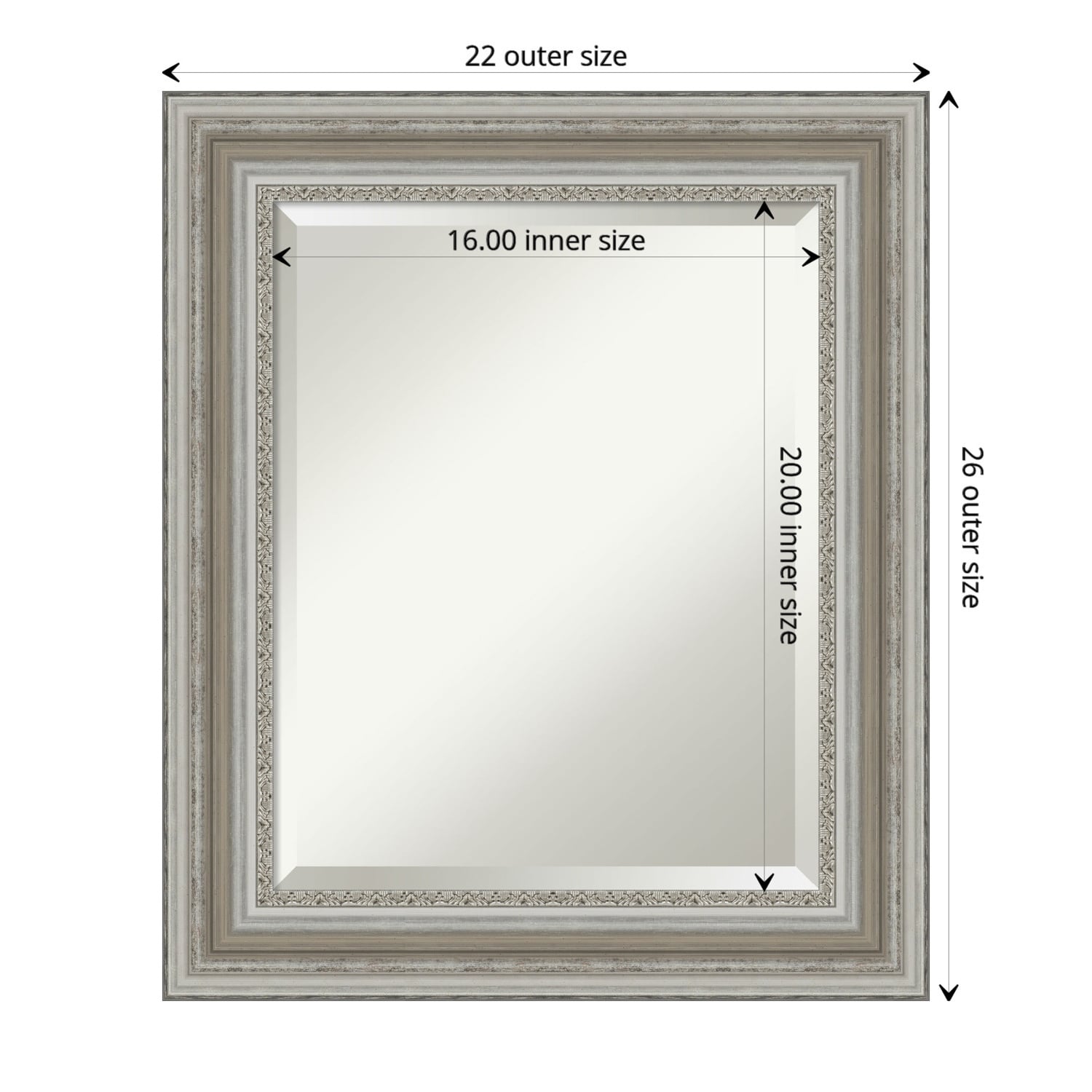 Beveled Bathroom Wall Mirror - Parlor Silver Frame