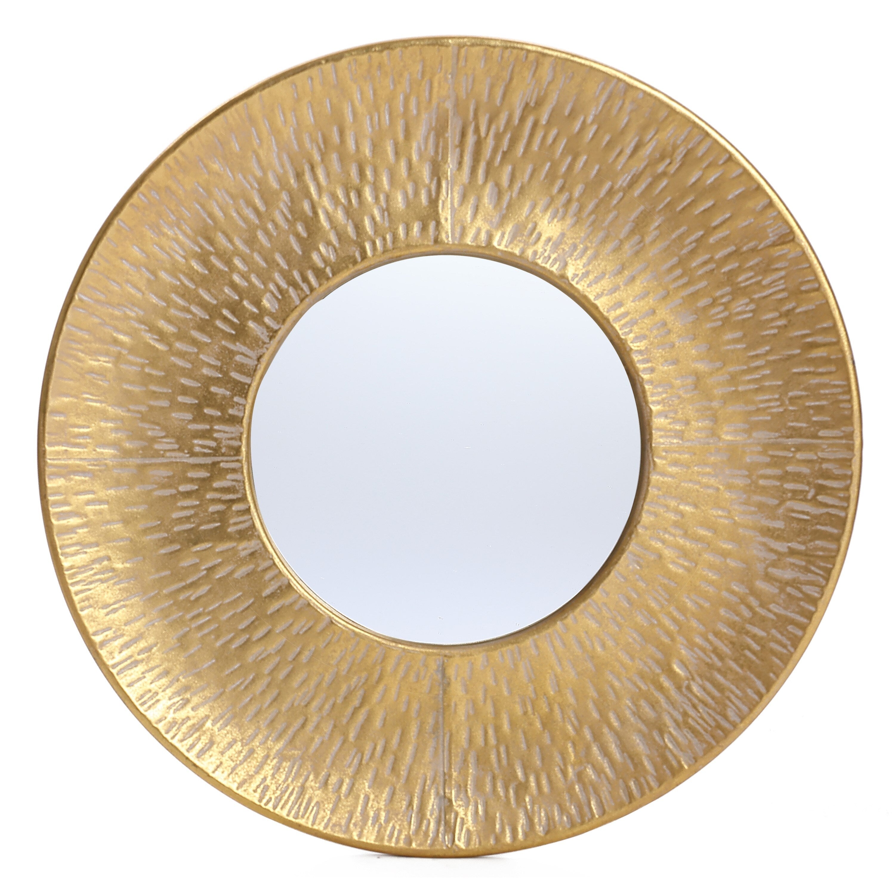 3-Piece Gold Metal Round Wall Mirror Set - 22.25 Diameter x 2.36 D