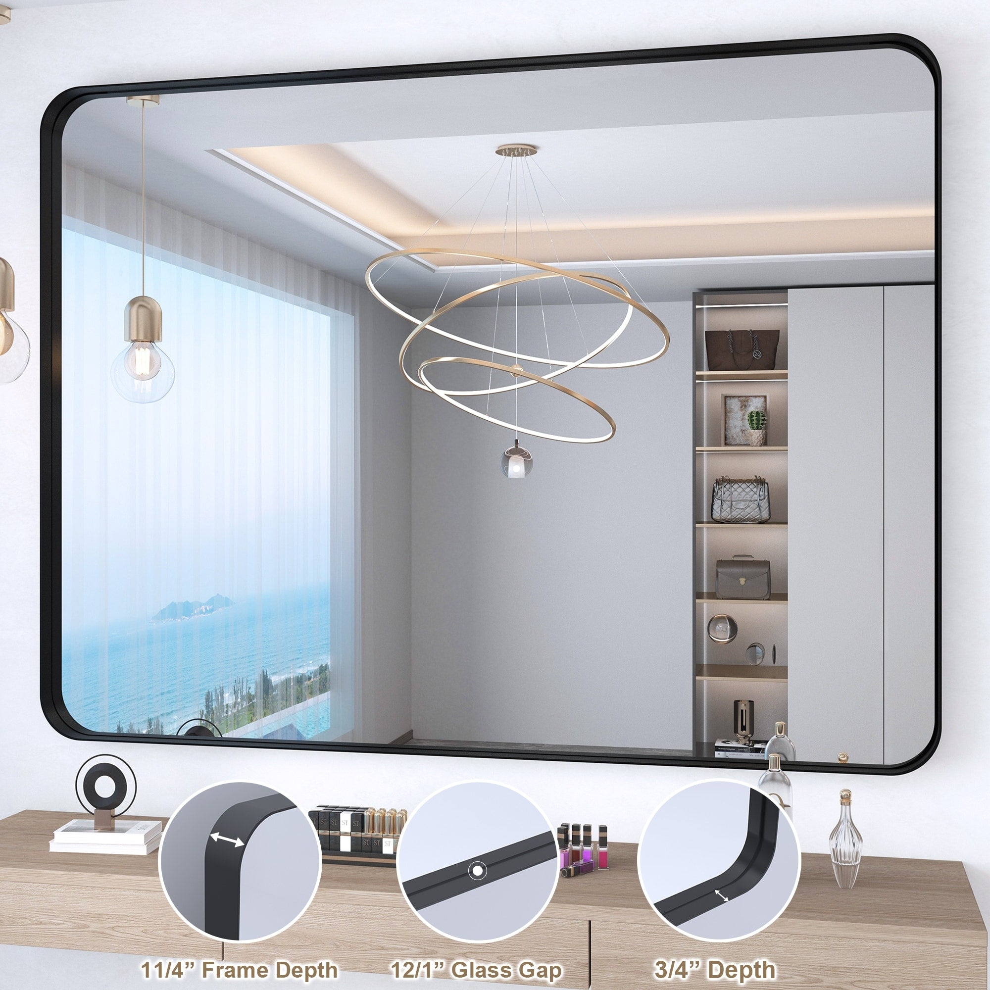 Framed Wall Mounted Bathroom Vanity Mirror