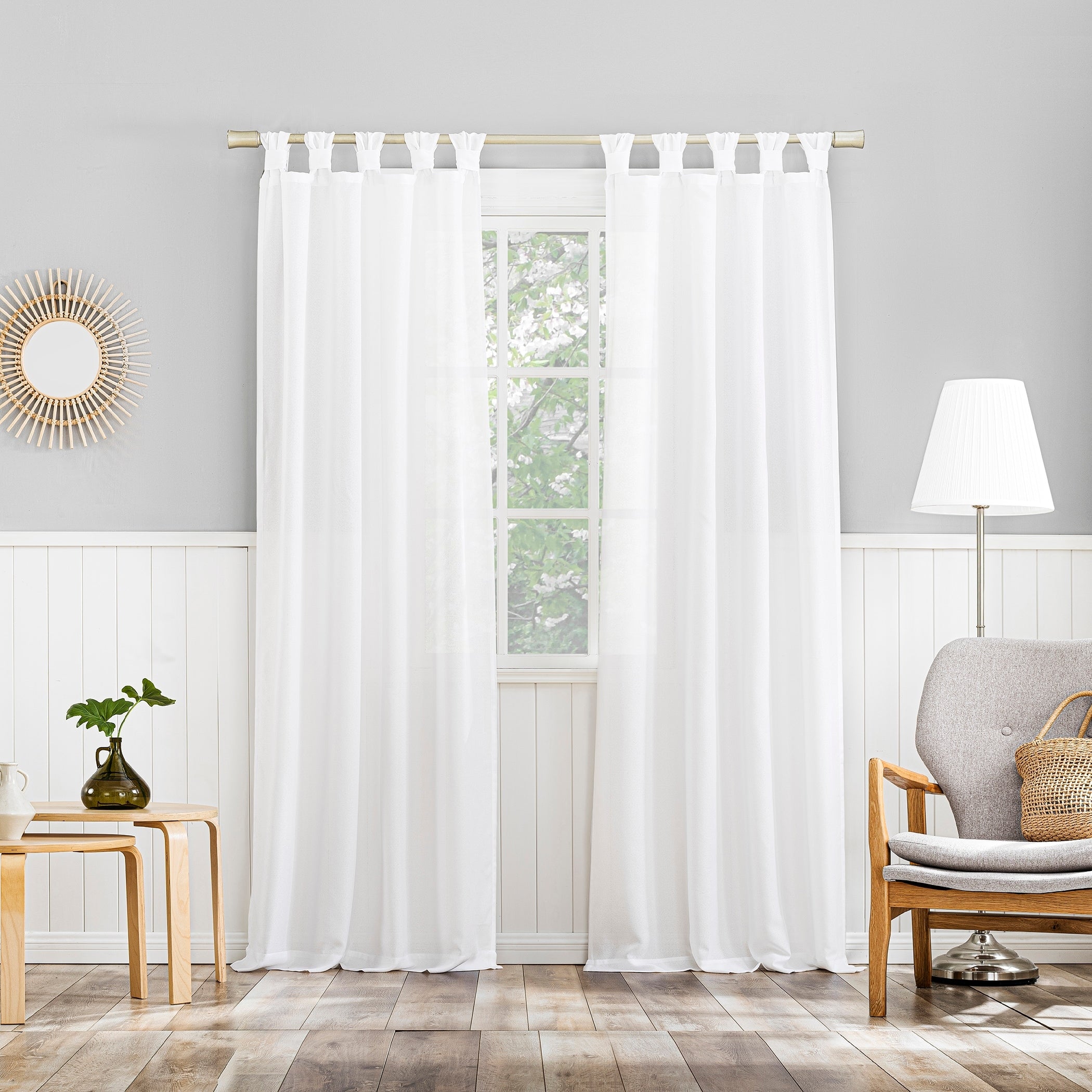 No. 918 Hathaway Twist Tab Semi-Sheer Tab Top Curtain Panel, Single Panel