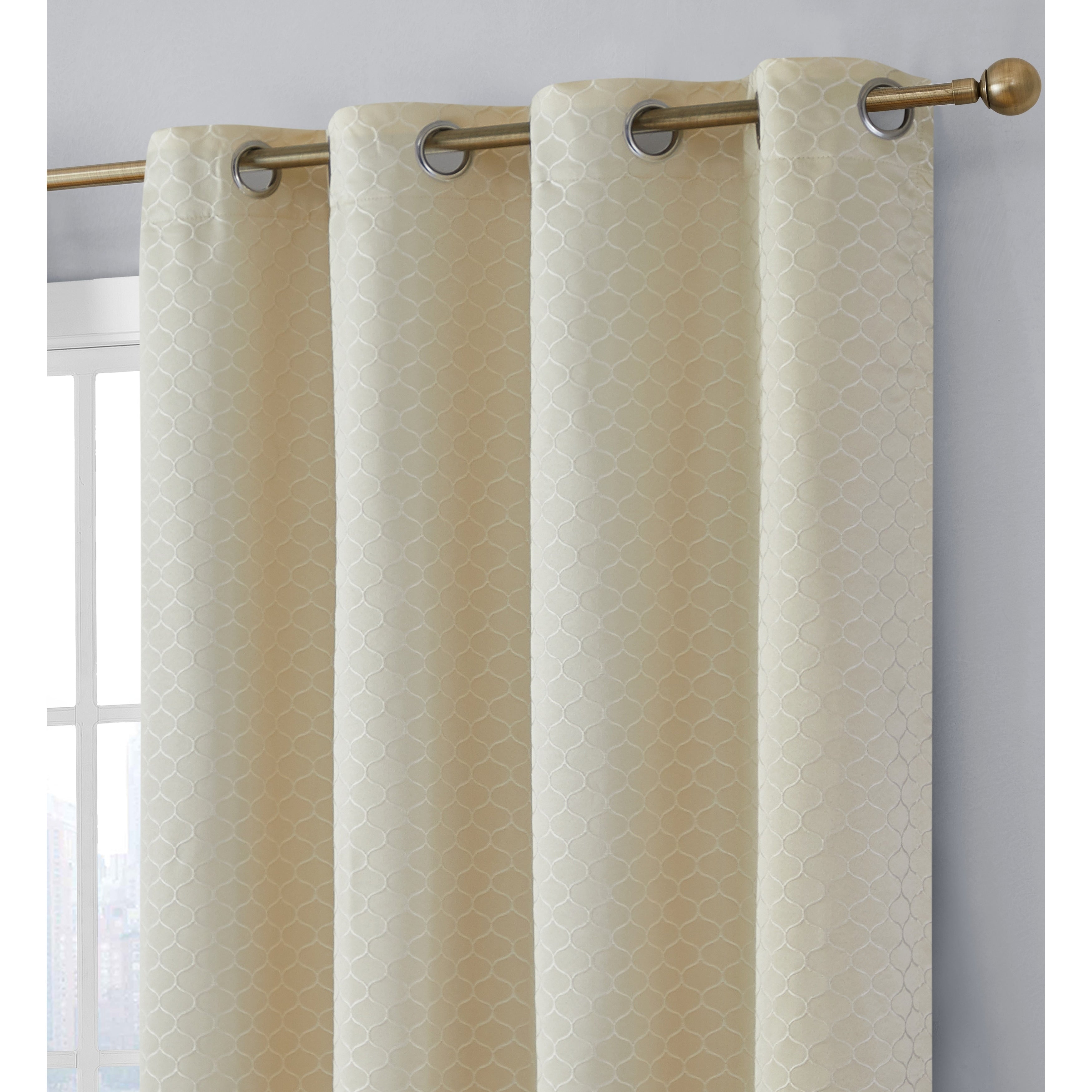 HLC.me Sienna Pattern 100% Complete Blackout Thermal Insulated Double Layer Window Curtain Grommet Panels, Set of 2