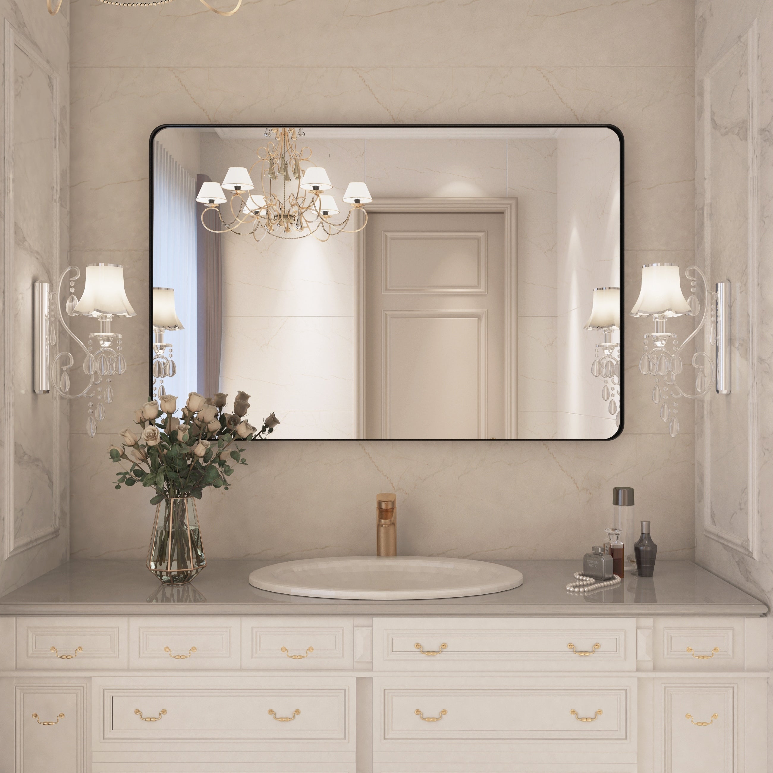 Framed Wall Mounted Bathroom Vanity Mirror