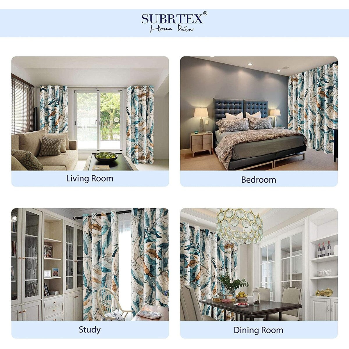 Subrtex Printed 2 Piece Panels Blackout Curtains Colorful Window Drapes