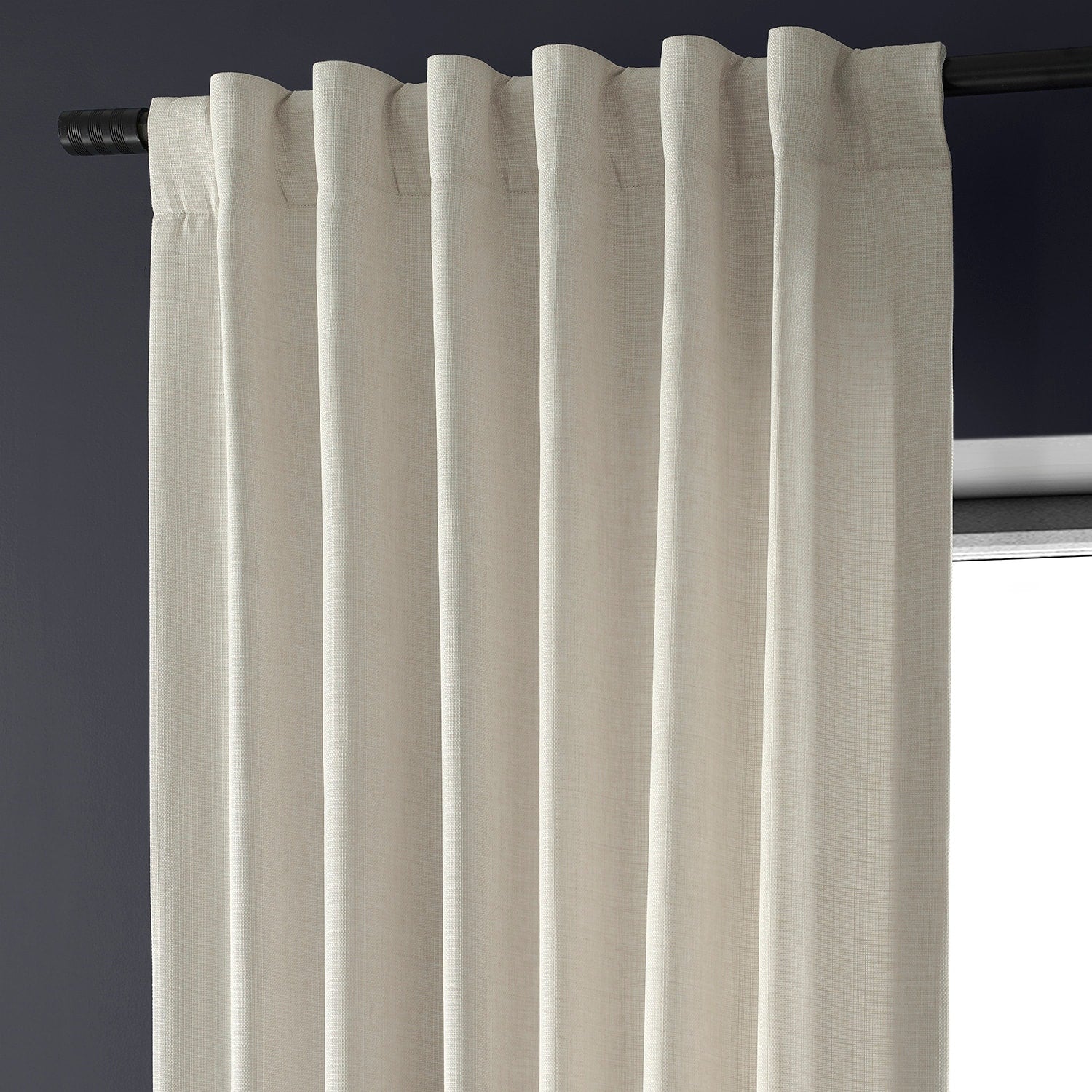 Exclusive Fabrics Italian Faux Linen Room Darkening Curtains for Bedroom & Living Room Curtains - Single Panel Window Curtains