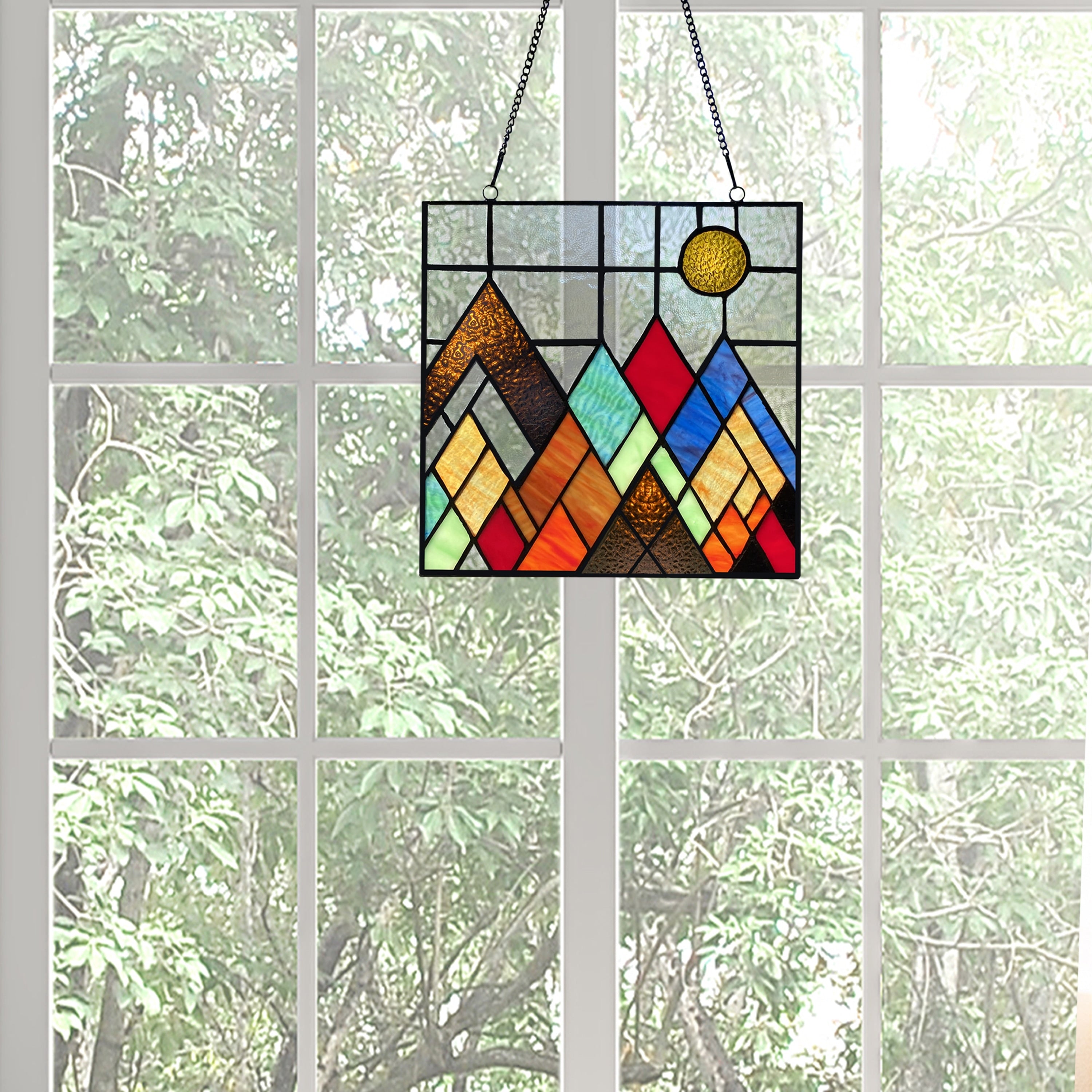 River of Goods River of Goods Beyond the Mountain Tops Stained Glass Window Panel - 10 x 0.25 x 10