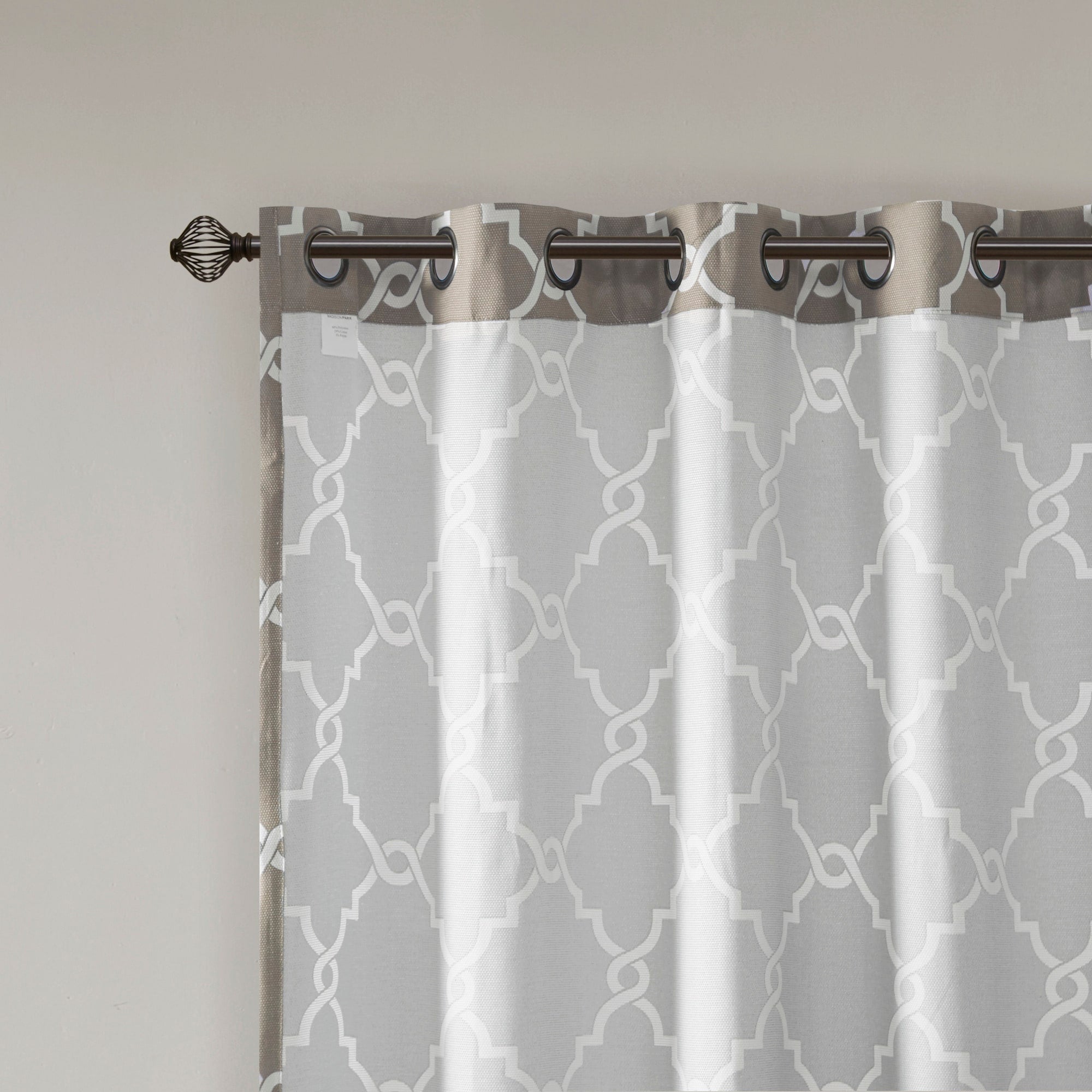 Madison Park Westmont Fretwork Print Grommet Top Window Single Curtain Panel