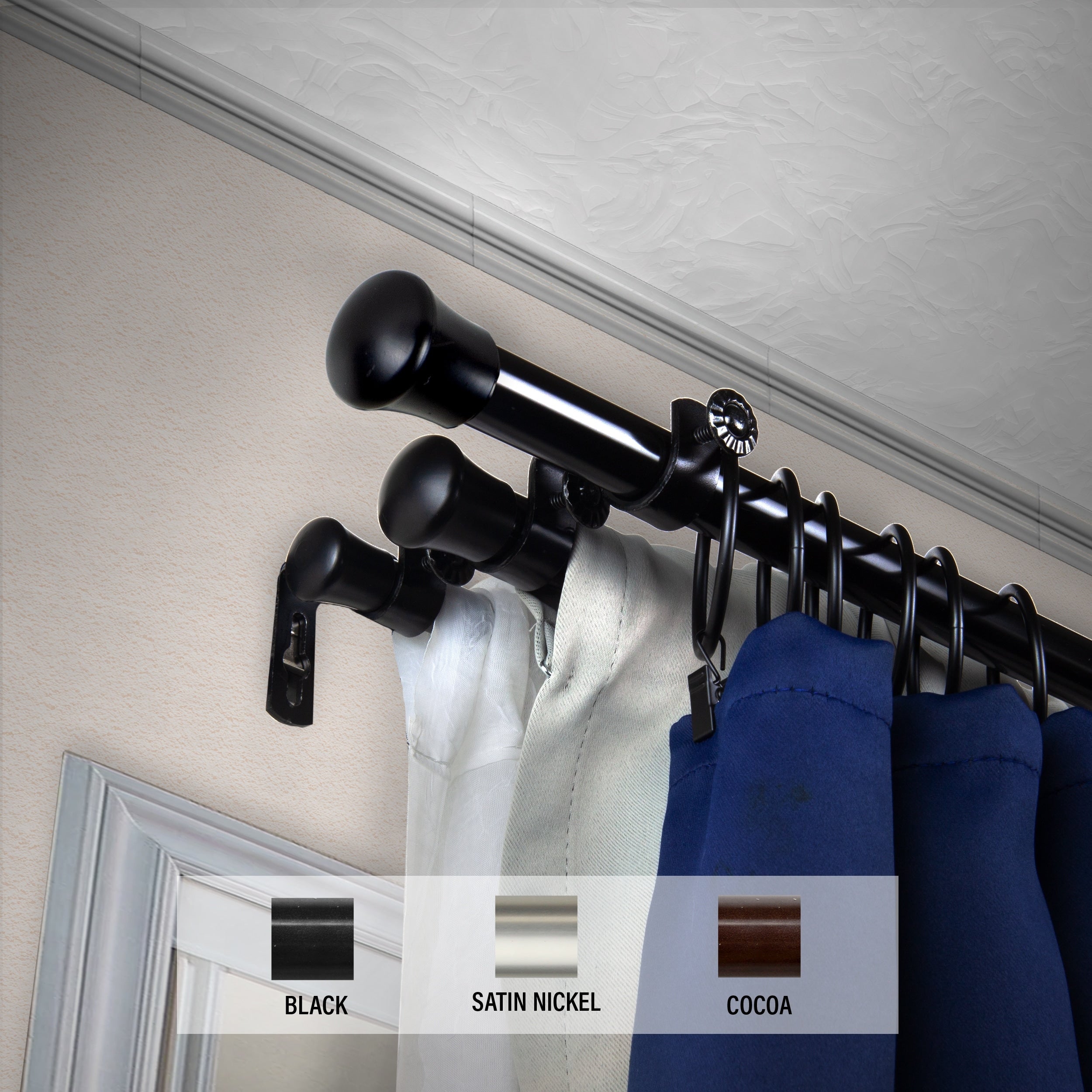 InStyleDesign End Cap 13/16 Triple Curtain Rod