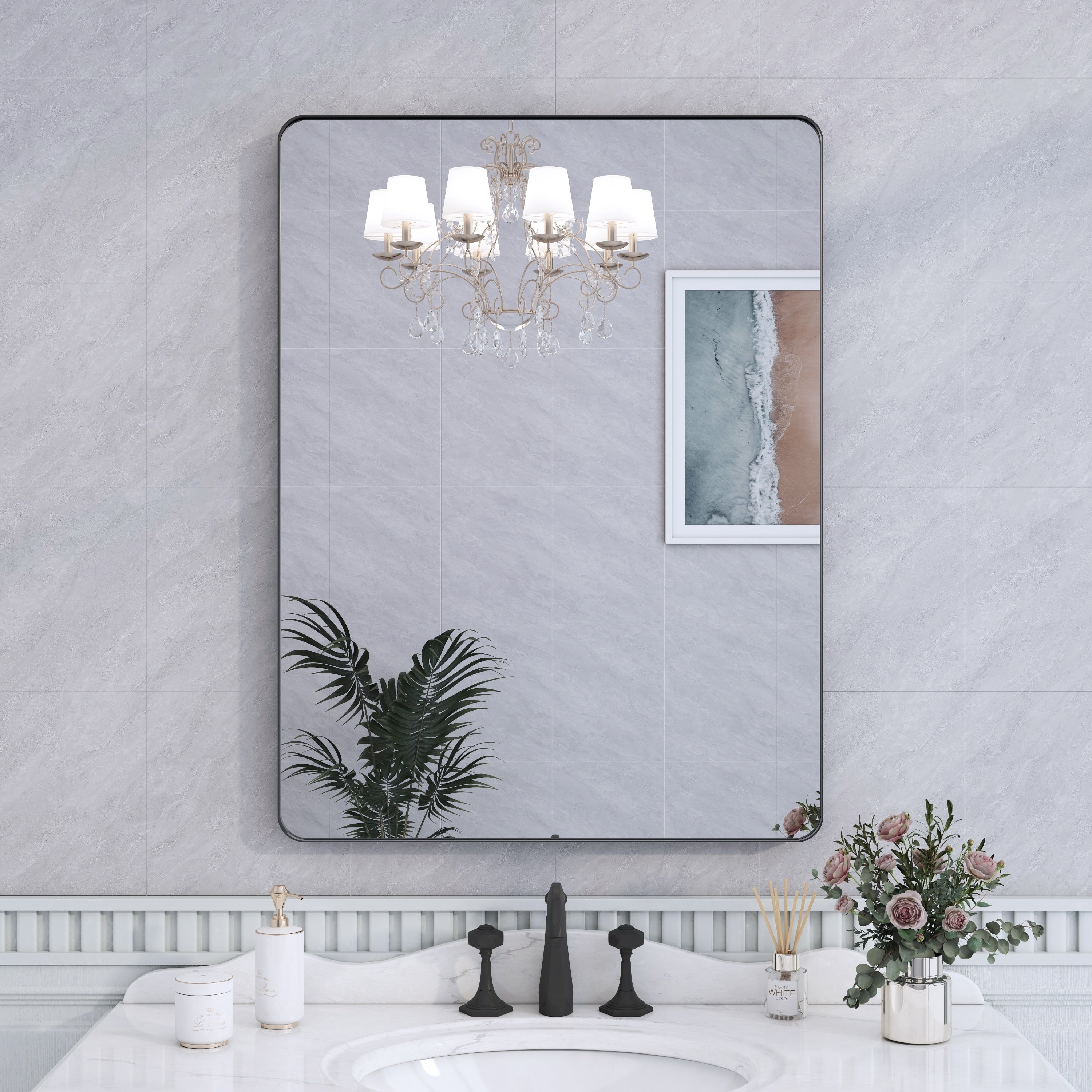 Framed Wall Mounted Bathroom Vanity Mirror