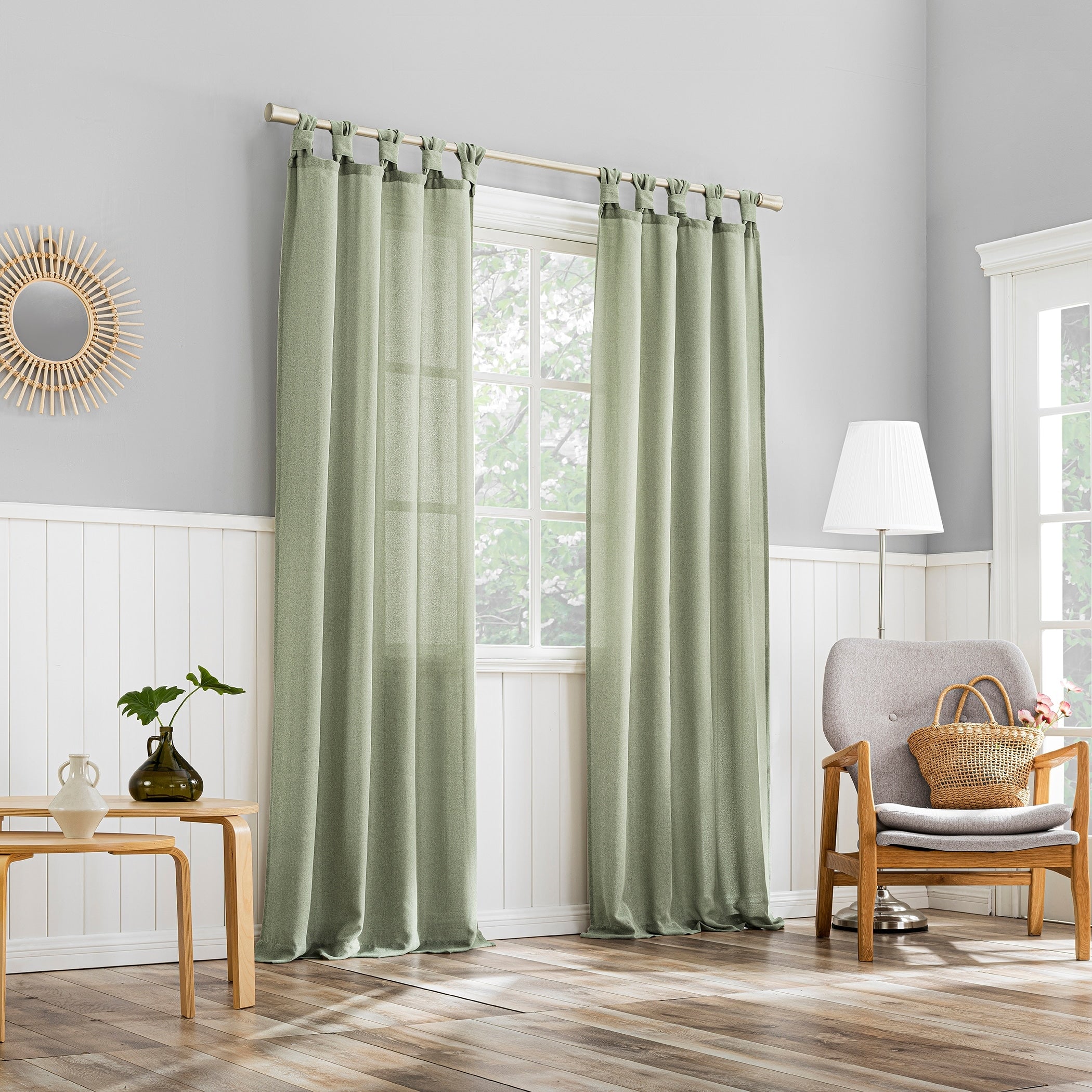 No. 918 Hathaway Twist Tab Semi-Sheer Tab Top Curtain Panel, Single Panel