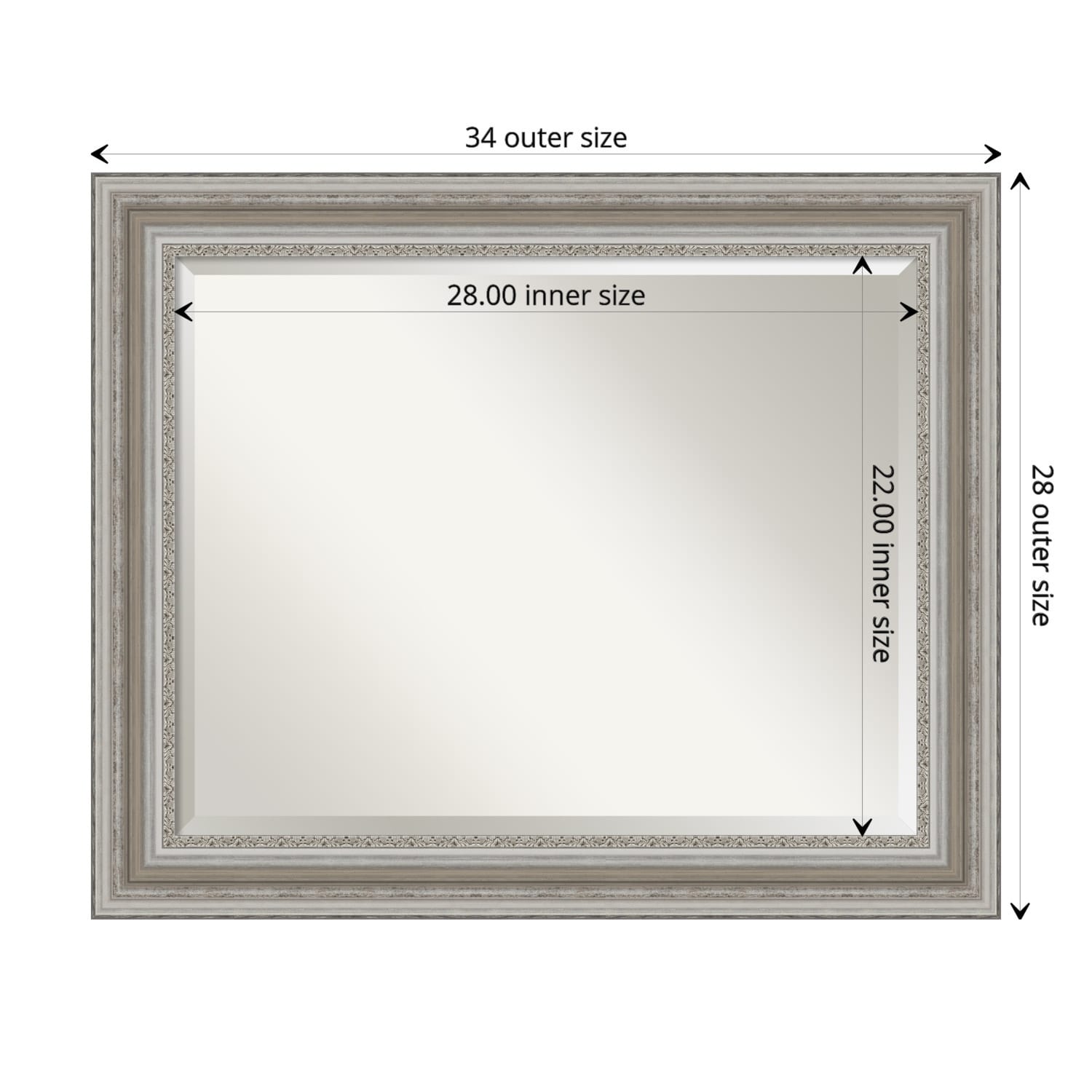 Beveled Bathroom Wall Mirror - Parlor Silver Frame