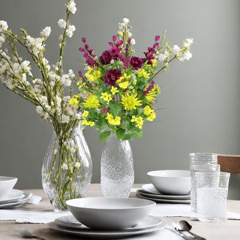 Artificial Silk Dahlia, Morning Glory, and Ranunculus 30-stem Bush