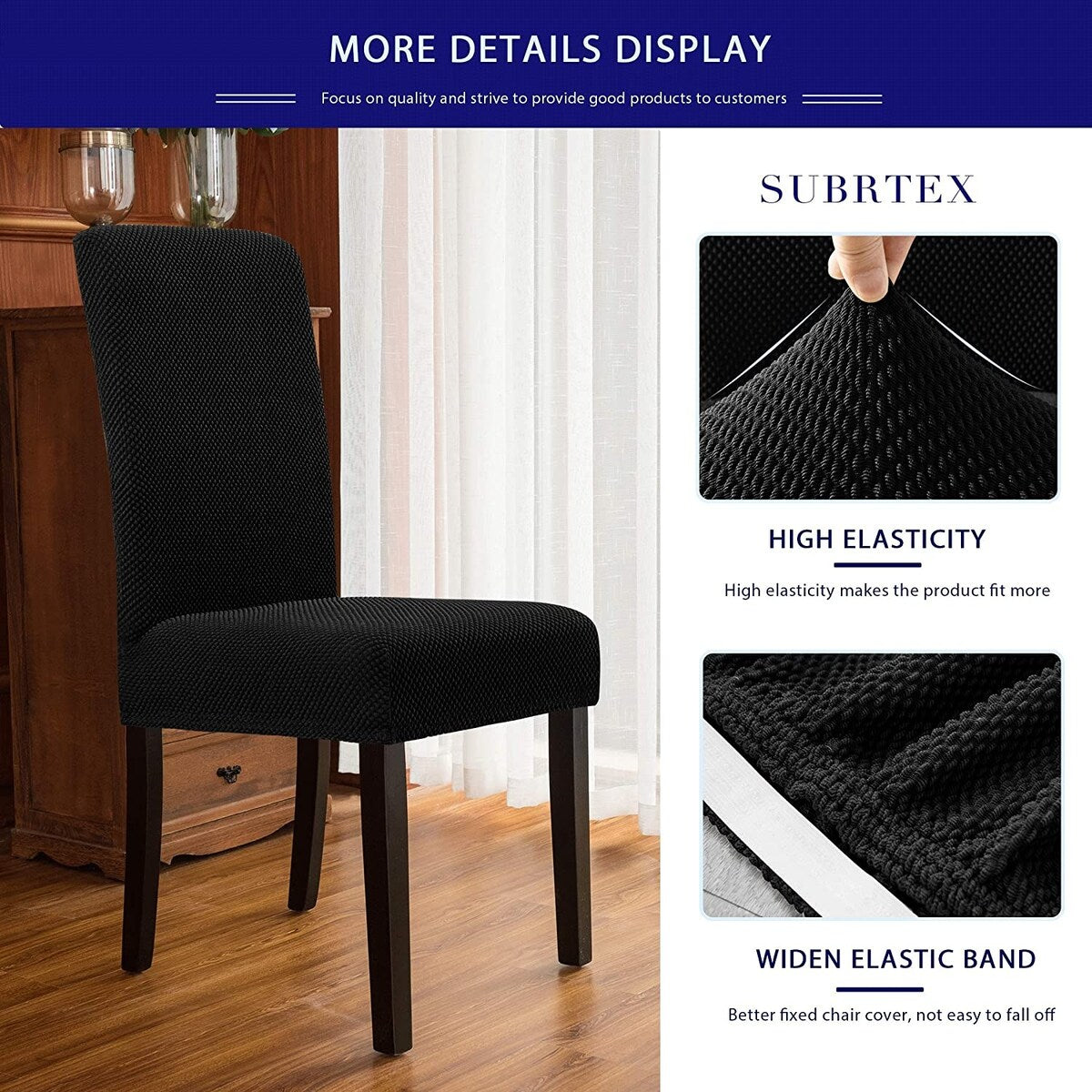 Subrtex 4 PCS Stretch Dining Chair Slipcover Textured Grain Cover