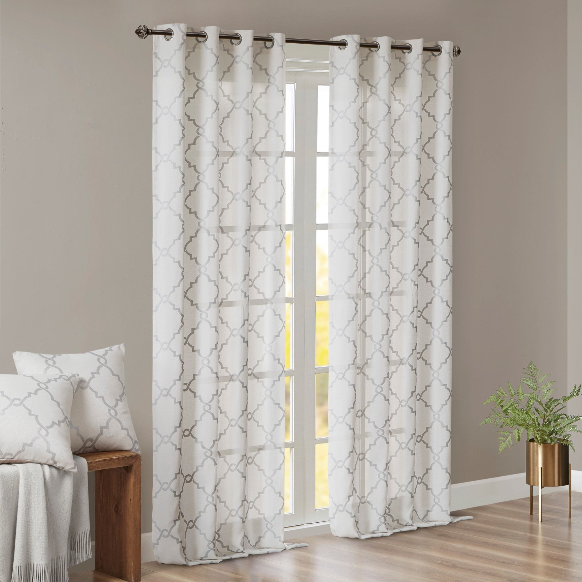 Madison Park Westmont Fretwork Print Grommet Top Window Single Curtain Panel