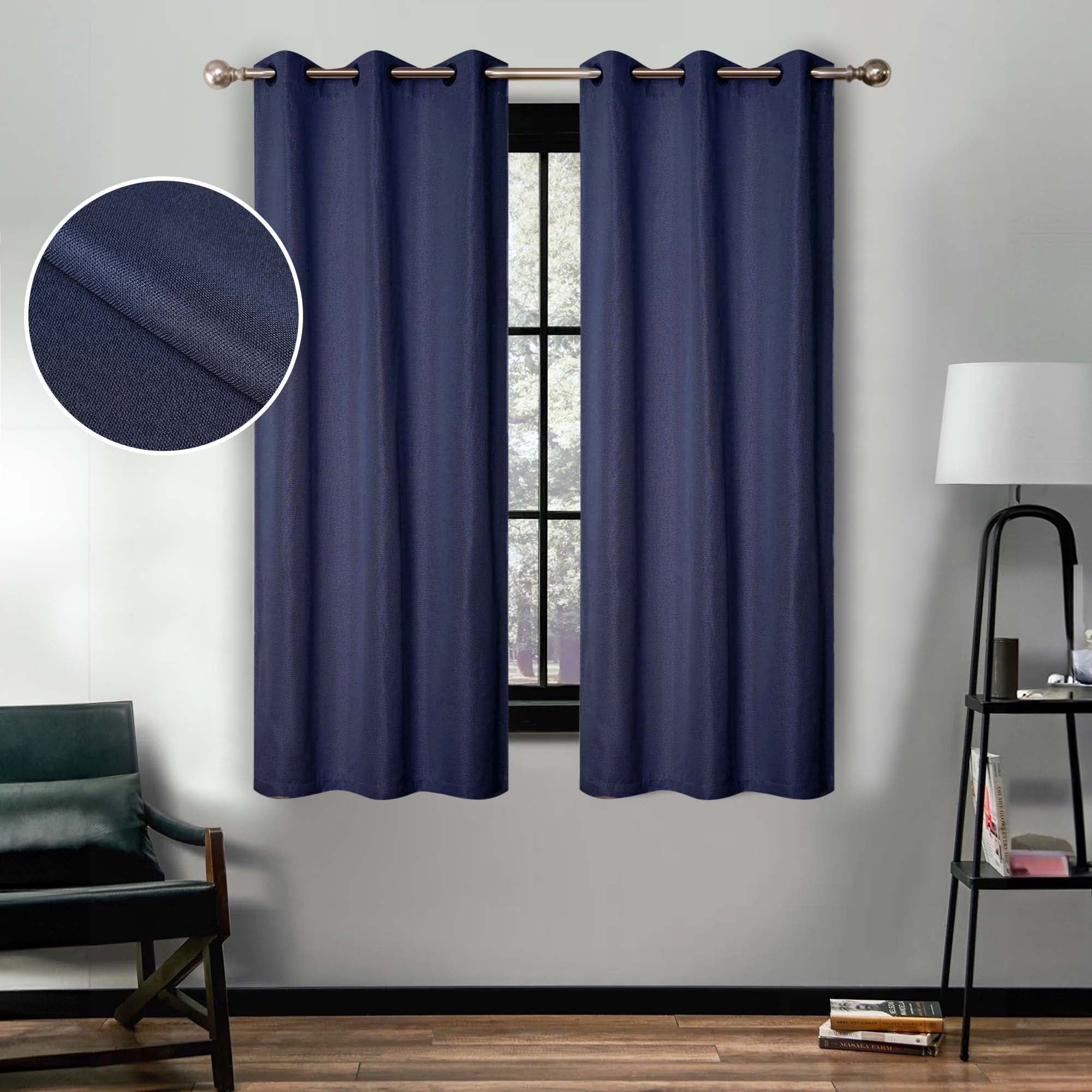 Superior Classic Linen Pattern Room Darkening Blackout Curtains, Rod Pocket or Grommets, Set of 2