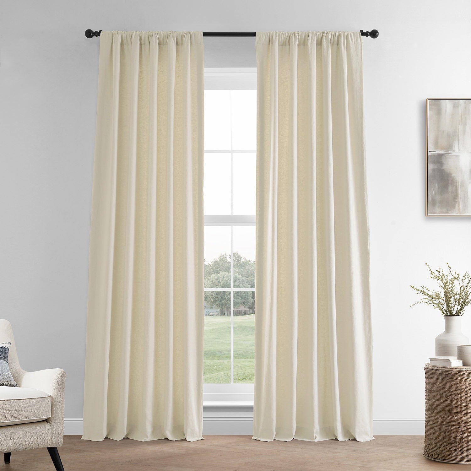 Exclusive Fabrics French Linen Room Darkening Curtains Panel - Elegant luxurious Drapes (1 Panel)