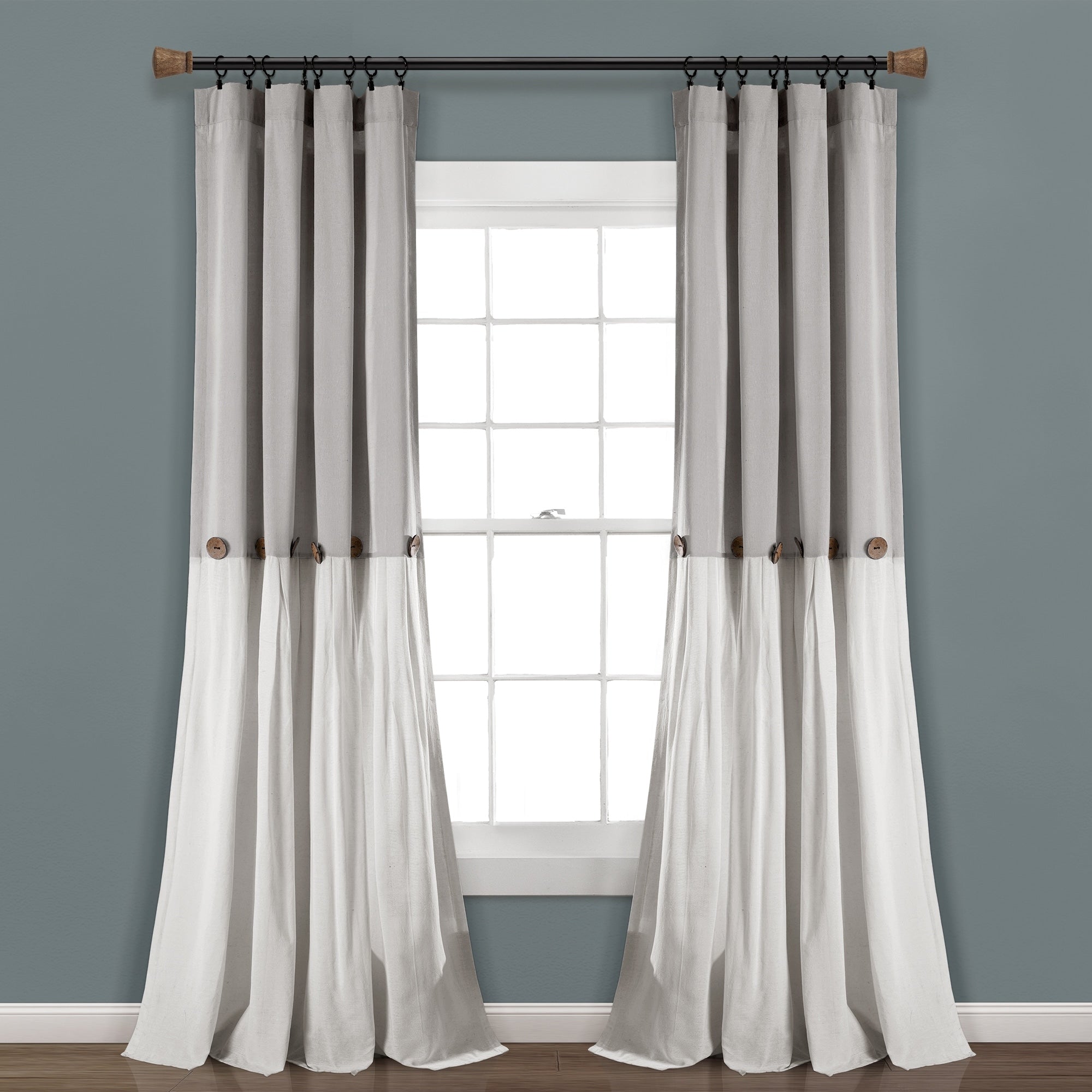 Lush Decor Linen Button Single Panel Window Curtain