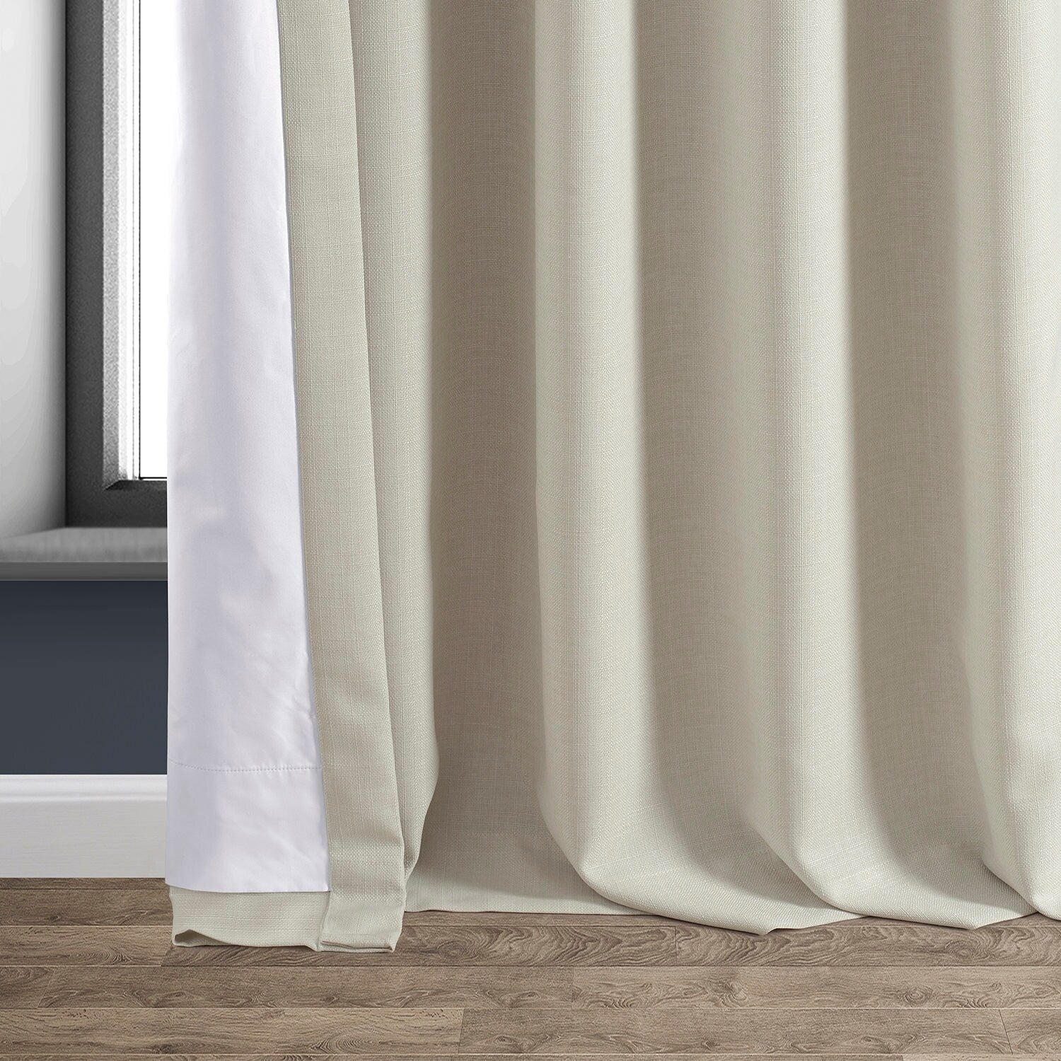 Exclusive Fabrics Faux Linen 100% Blackout Curtains Heat and Light Blocking - (1 Panel)