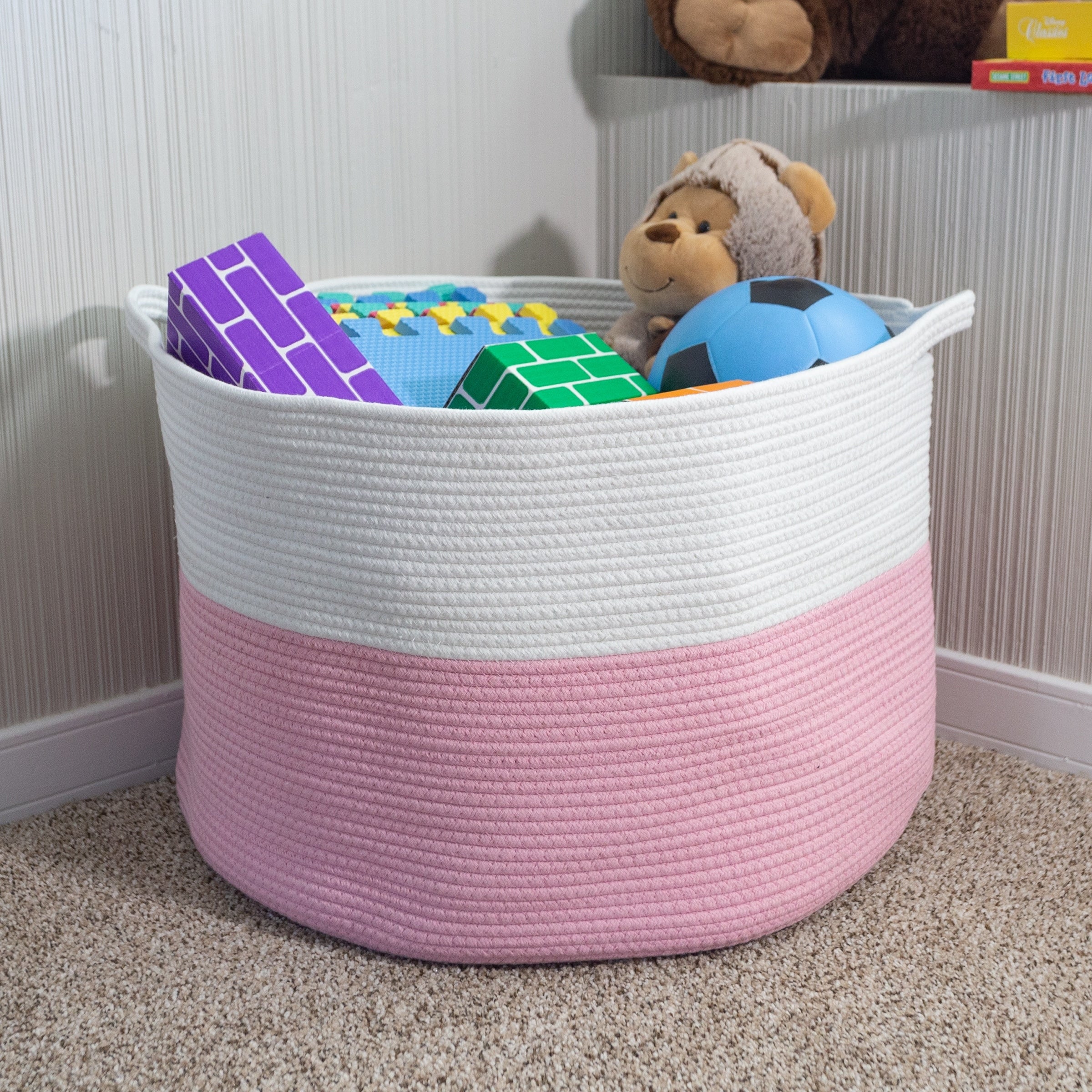 Extra-Large Basket - Cotton Rope Basket with Handles - Baskets for Organizing by Home-Complete