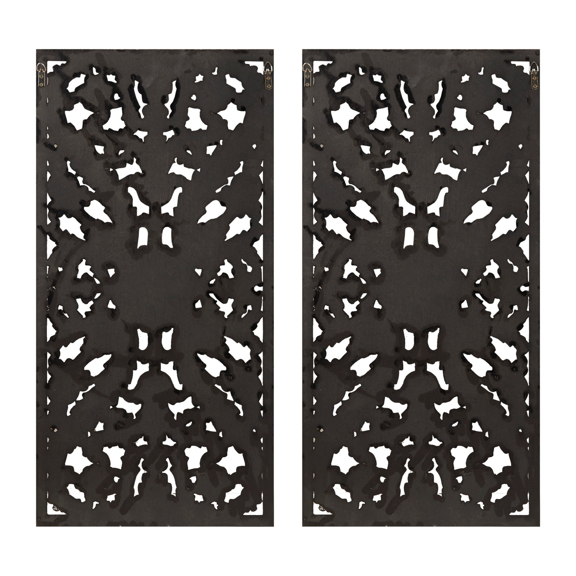 Madison Park Botanical Distressed Carved Wood Wall Décor (Set of 2)