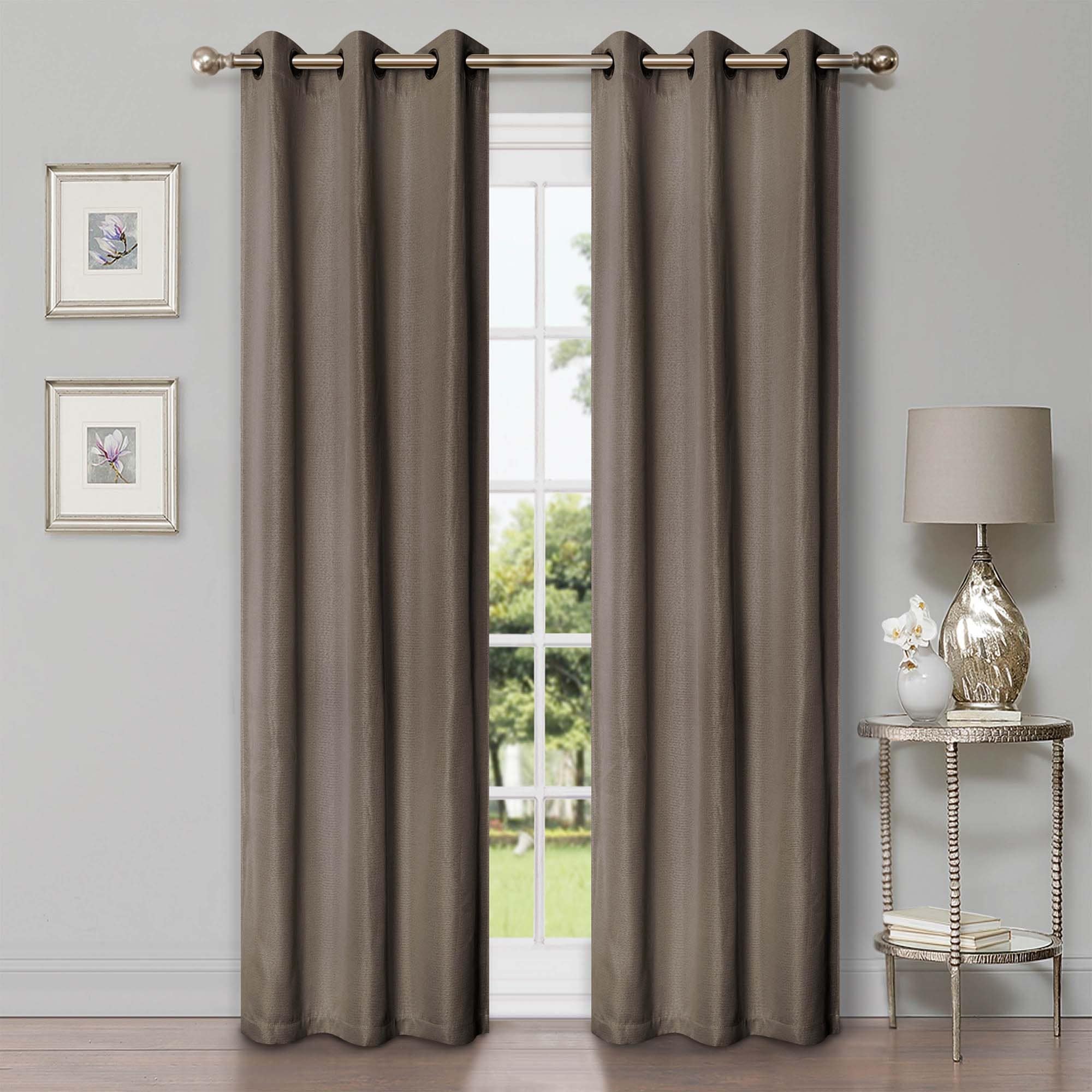 Superior Classic Linen Pattern Room Darkening Blackout Curtains, Rod Pocket or Grommets, Set of 2