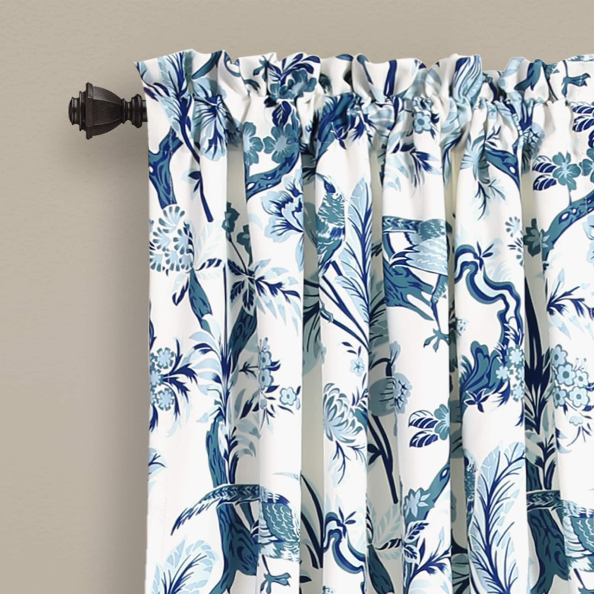 Lush Decor Dolores Light Filtering Floral Bird Print Curtain Pair Panels