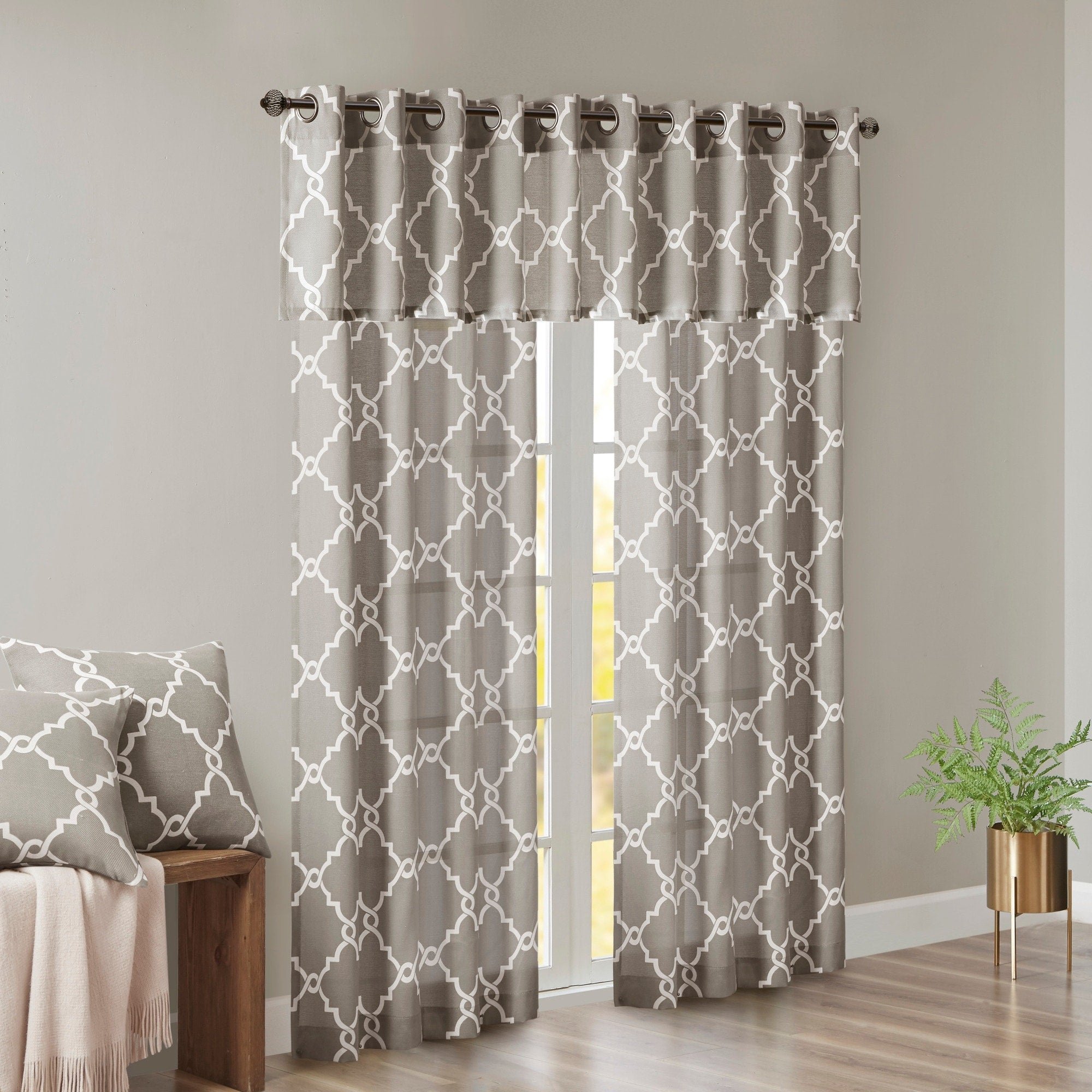 Madison Park Westmont Fretwork Print Grommet Top Window Single Curtain Panel