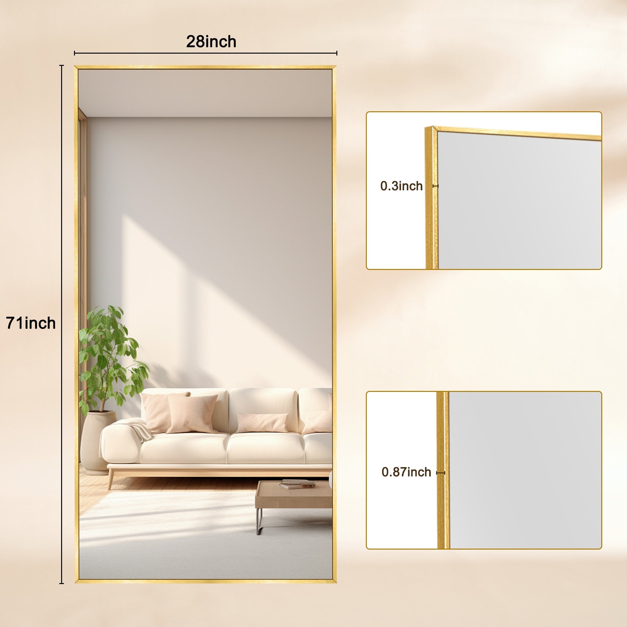 Modern Full Length Floor Mirror Freestanding Mirror