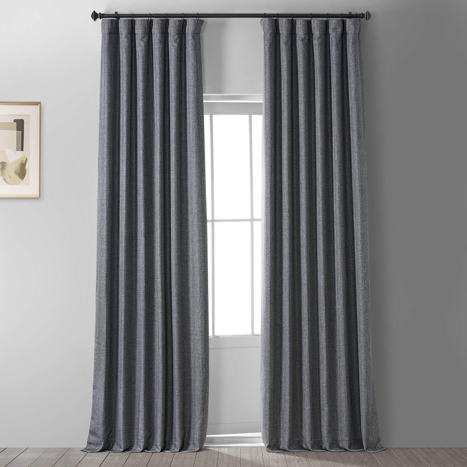 Exclusive Fabrics Faux Linen 100% Blackout Curtains Heat and Light Blocking - (1 Panel)