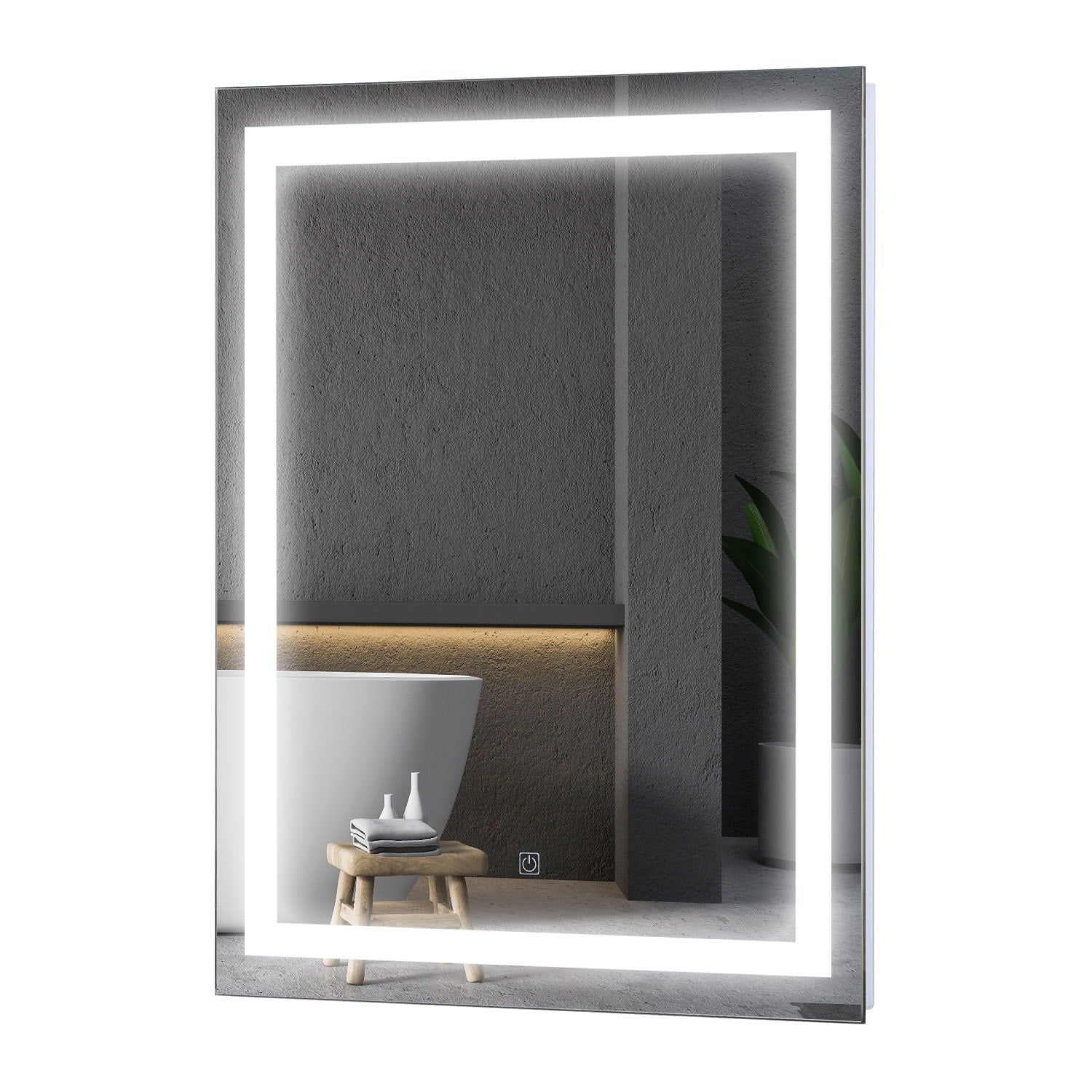 HOMCOM LED Wall Mount Bathroom Vanity Make Up Mirror w/Defogger - 36 x 28 - 36L x 28W