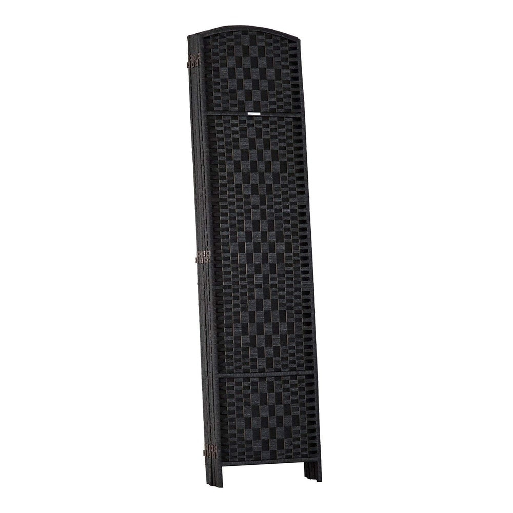 HomCom 6' Tall Wicker Weave Six Panel Room Divider Privacy Screen - Black Wood