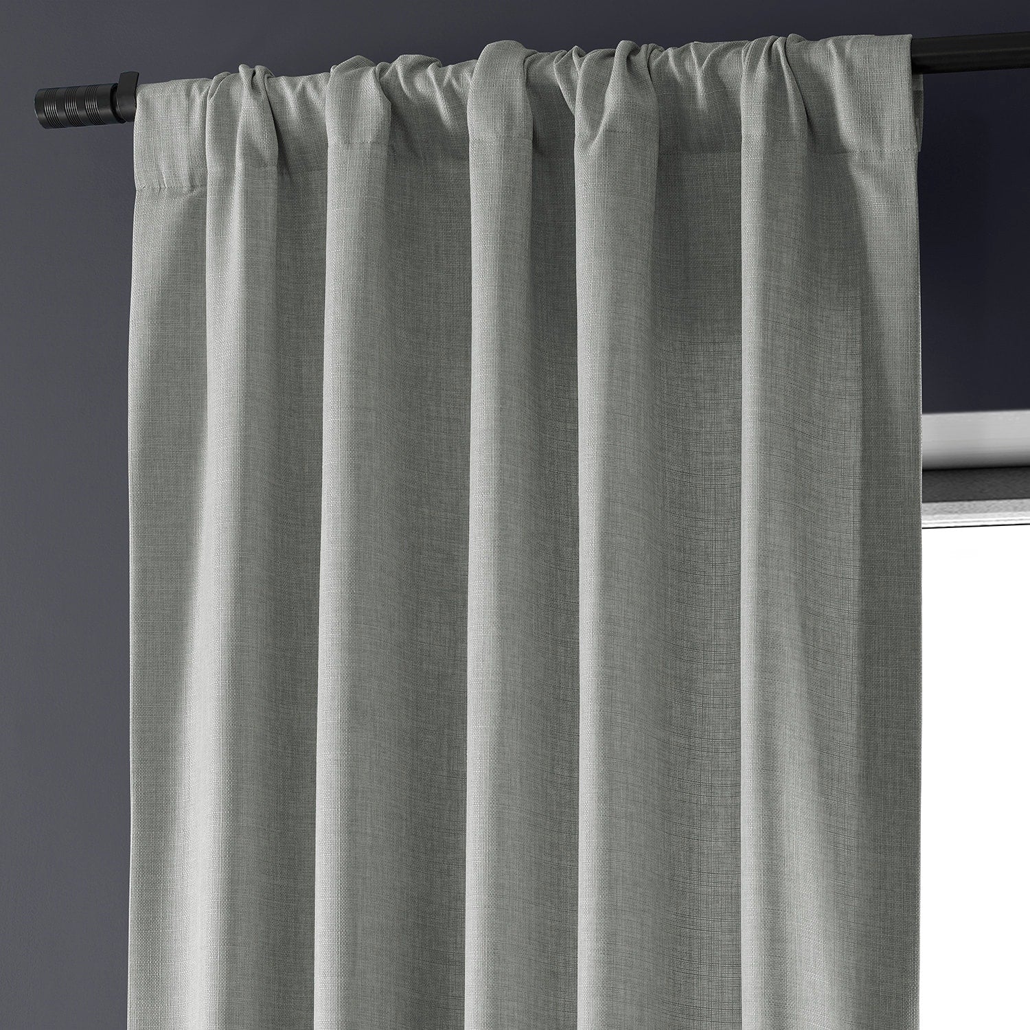 Exclusive Fabrics Italian Faux Linen Room Darkening Curtains for Bedroom & Living Room Curtains - Single Panel Window Curtains