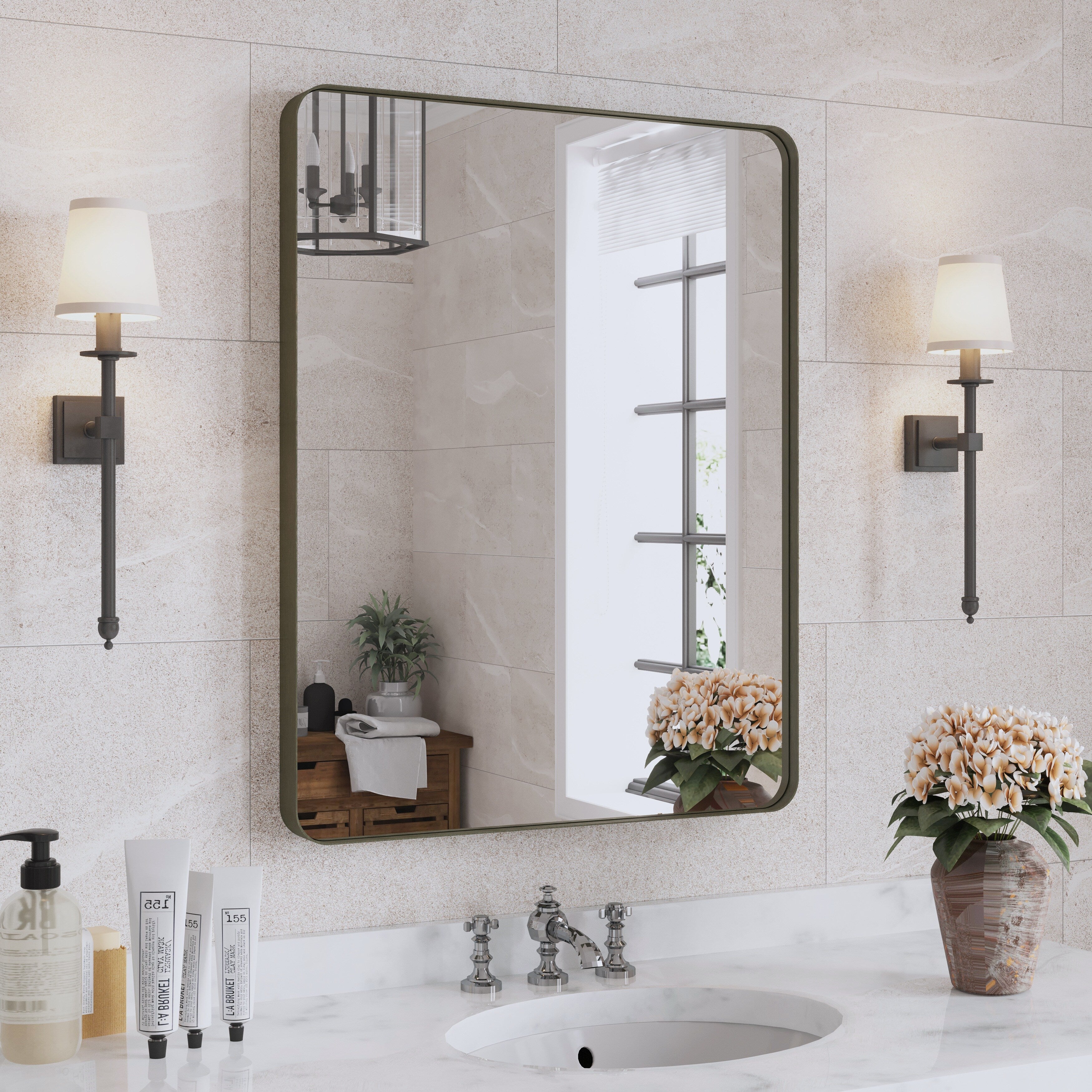 Framed Wall Mounted Bathroom Vanity Mirror